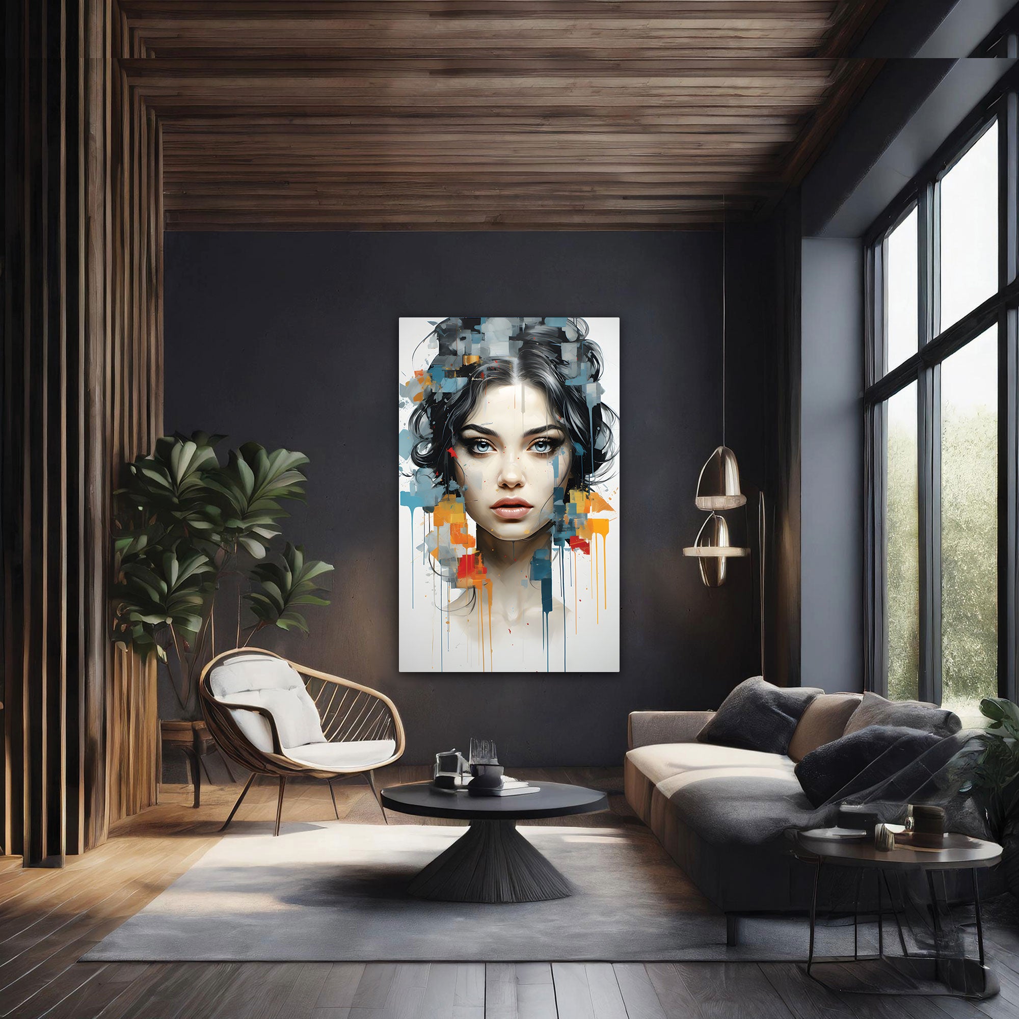 Modern Women faceAbstract Canvas painting with frame Big Size Wall Art for living room,Bedroom,Drawing room,Hotels