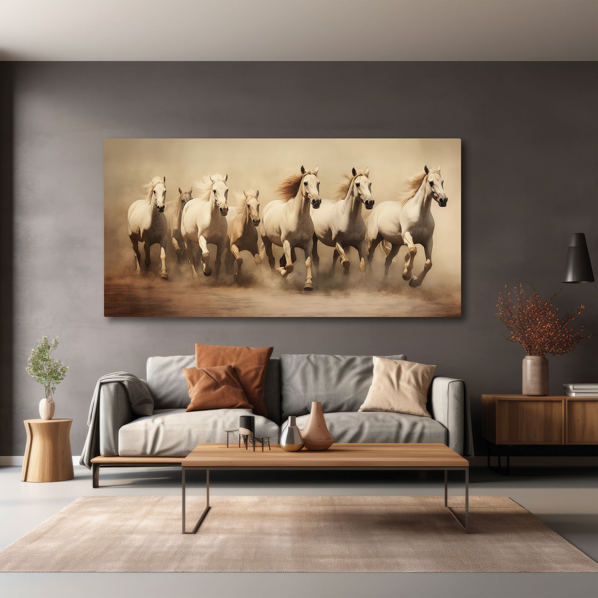 Running 7 horses vaastu Canvas painting Big Size Wall Art for living room,Bedroom,Drawing room,Hotels