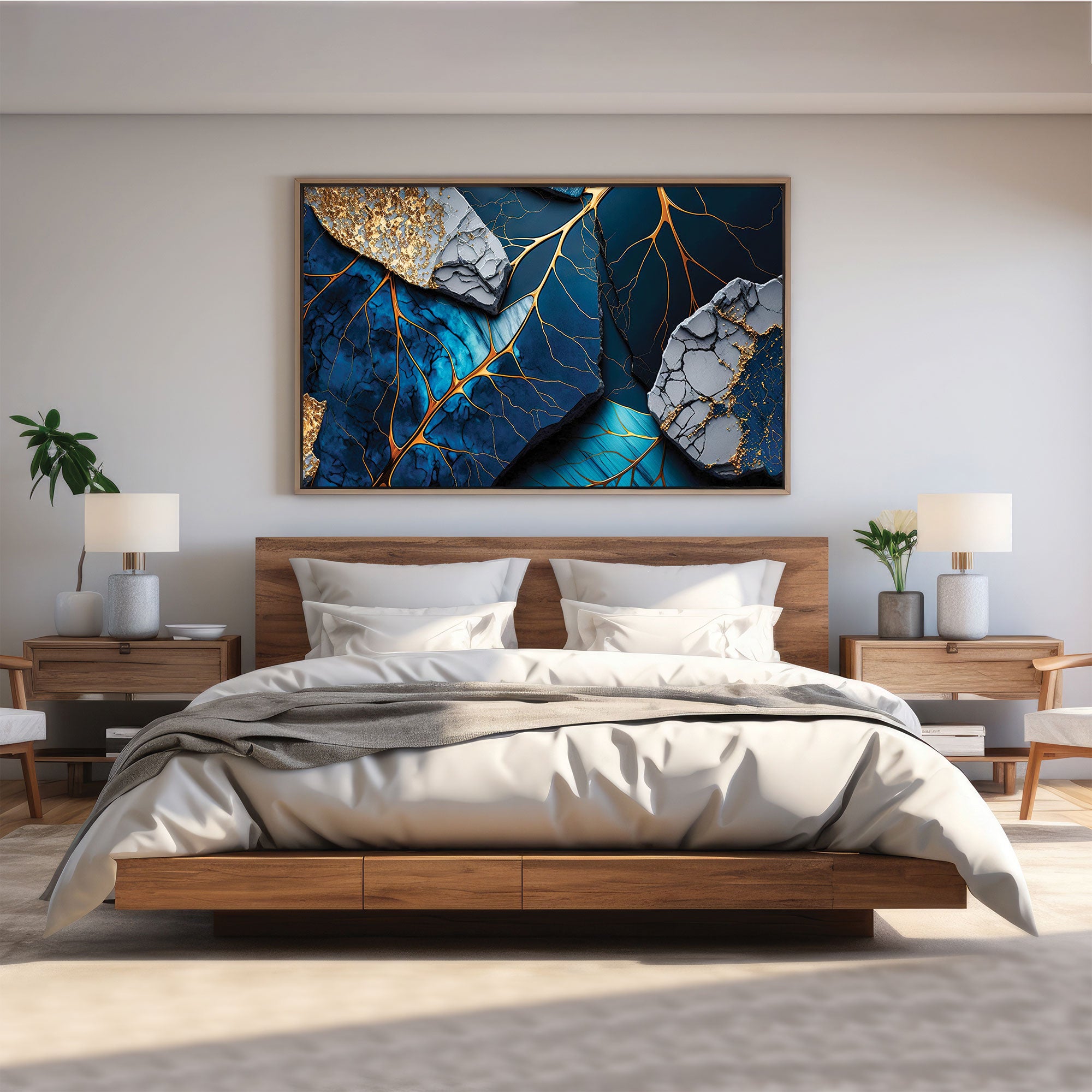 Marbal finish leafs Canvas painting with frame Big Size Wall Art for living room,Bedroom,Drawing room,Hotels
