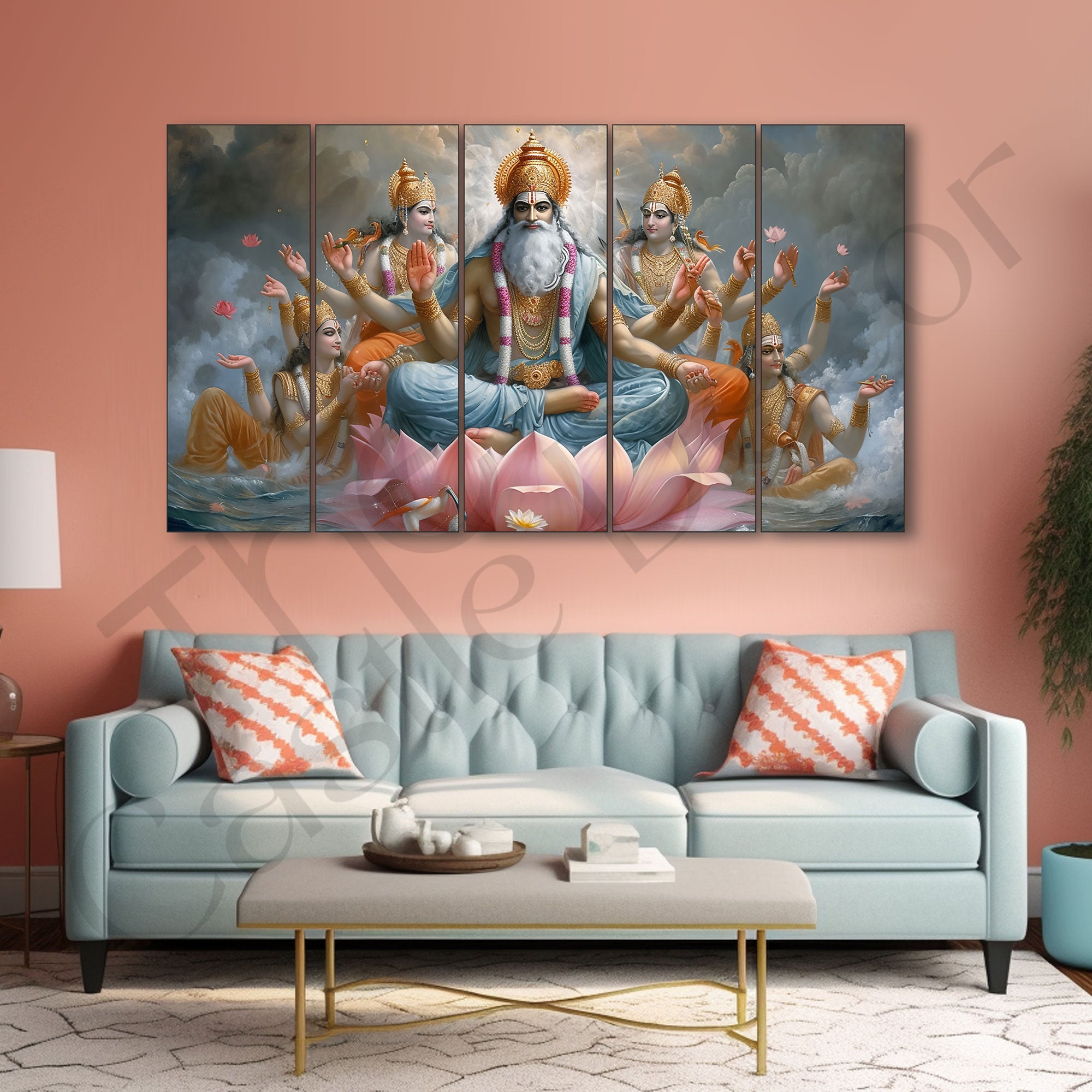 Brahma ji Painting with frame Big Size Wall Art for living room,Bedroom,Drawing room,Hotels