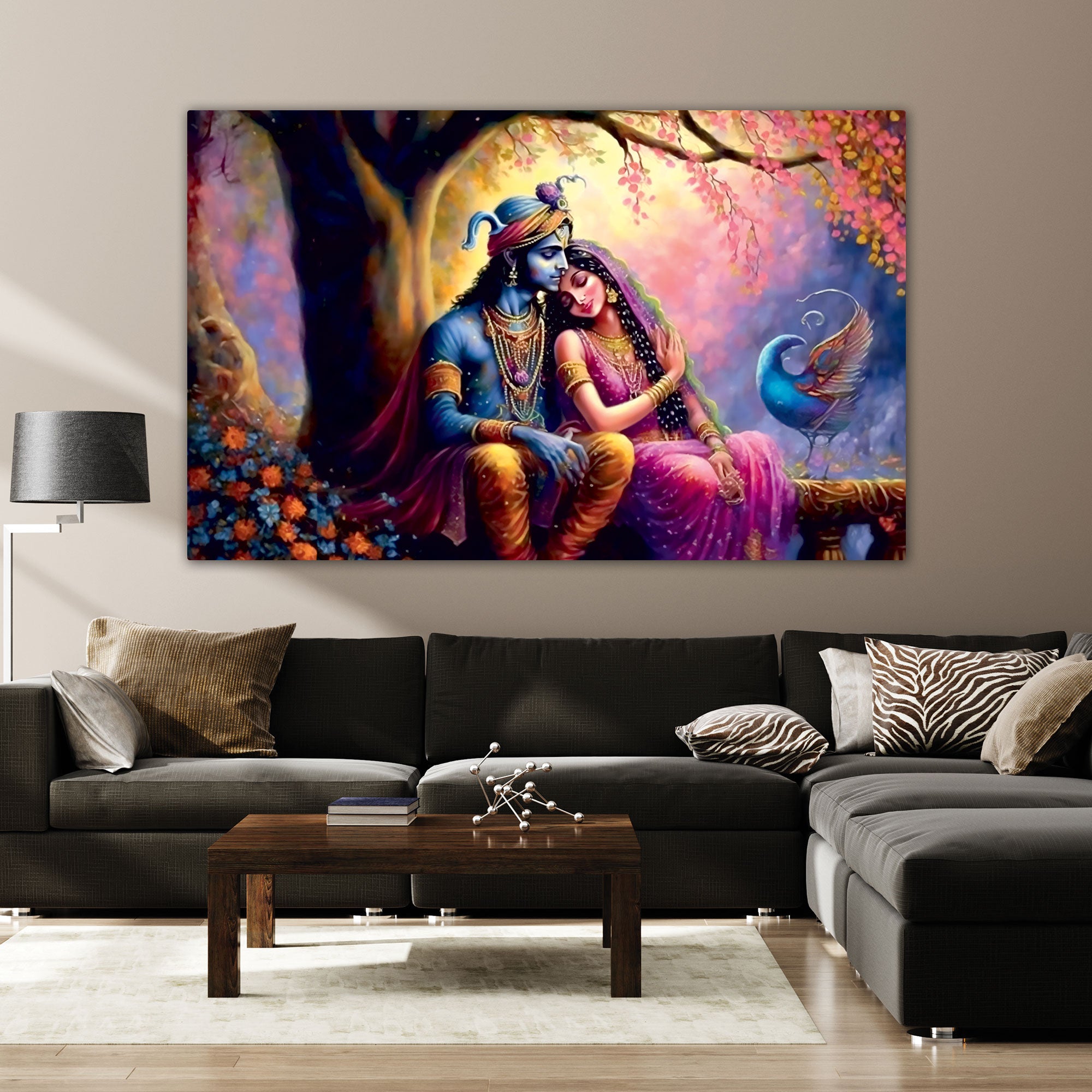 Radha krishna Canvas painting Big Size Wall Art for living room,Bedroom,Drawing room,Hotels