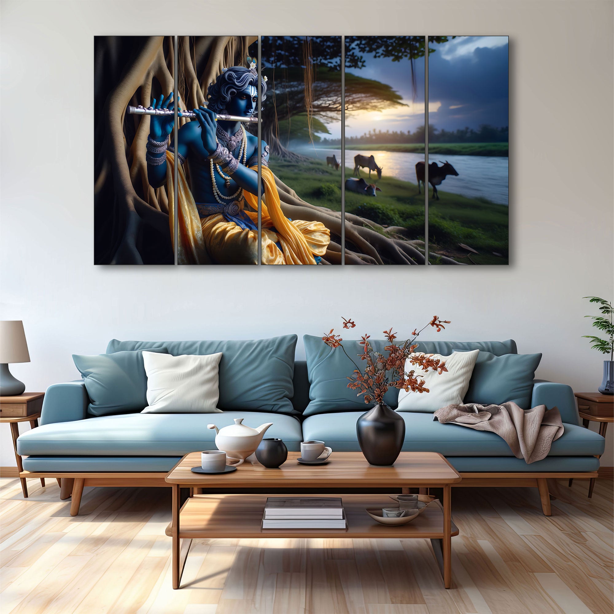 Krishna Ji Painting with frame Big Size Wall Art for living room,Bedroom,Drawing room,Hotels 27x48"