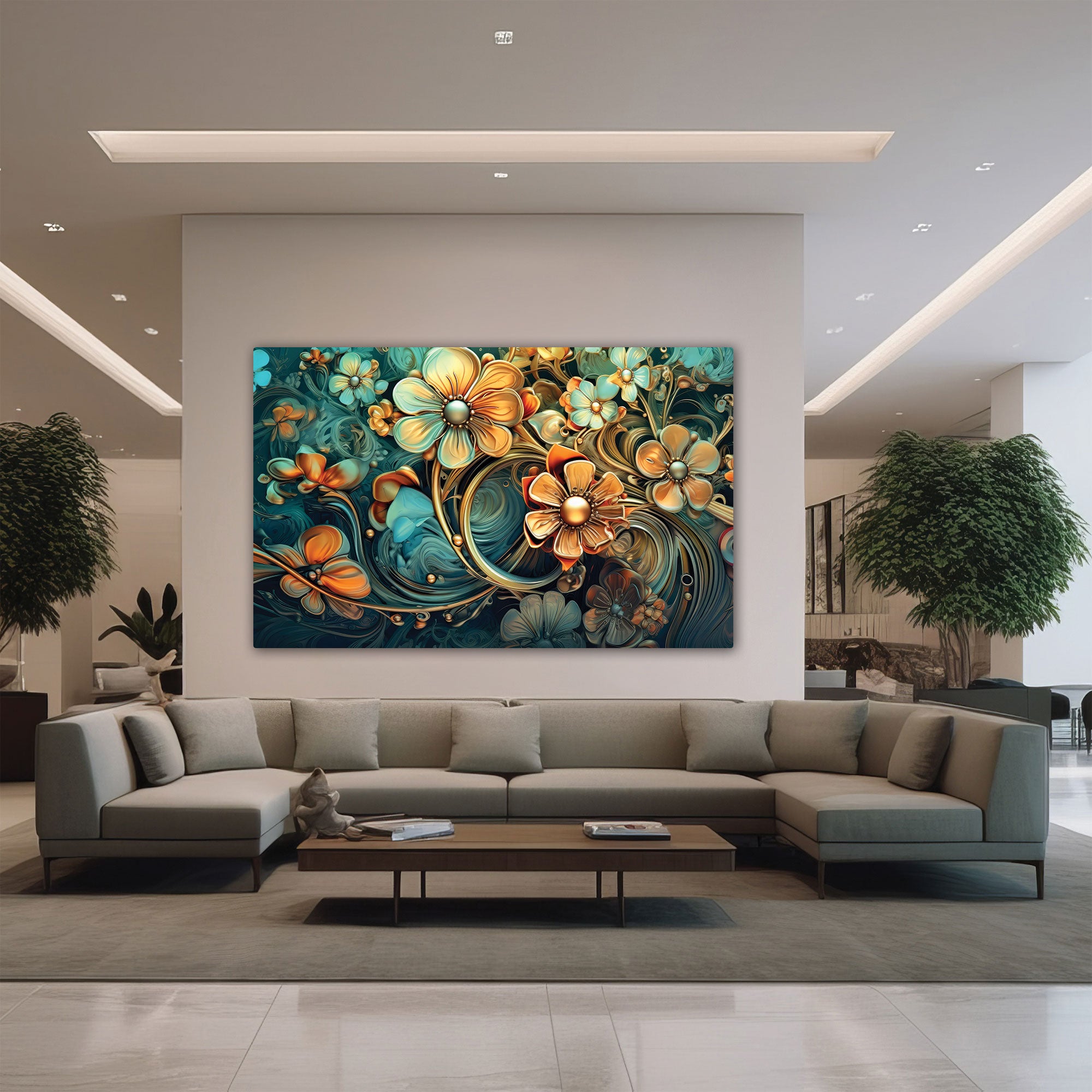 Multi colour flower Canvas painting with frame Big Size Wall Art for living room,Bedroom,Drawing room,Hotels