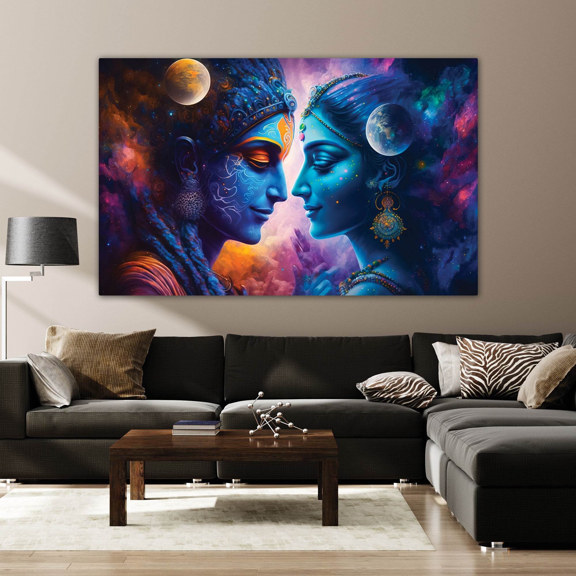 Beautiful radha krishna Canvas painting with frame Big Size Wall Art for living room,Bedroom,Drawing room,Hotels