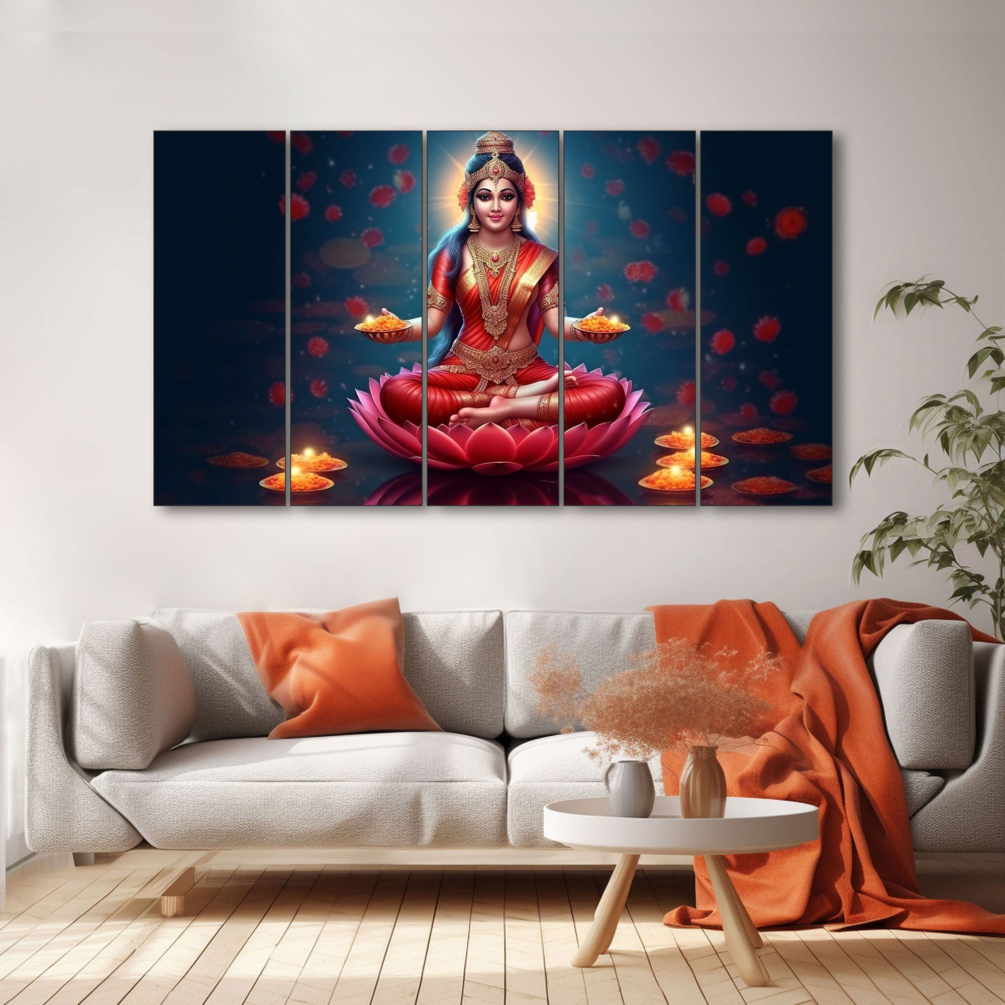 Goddess Laxmi ji Painting with frame Big Size Wall Art for living room,Bedroom,Drawing room,Hotels
