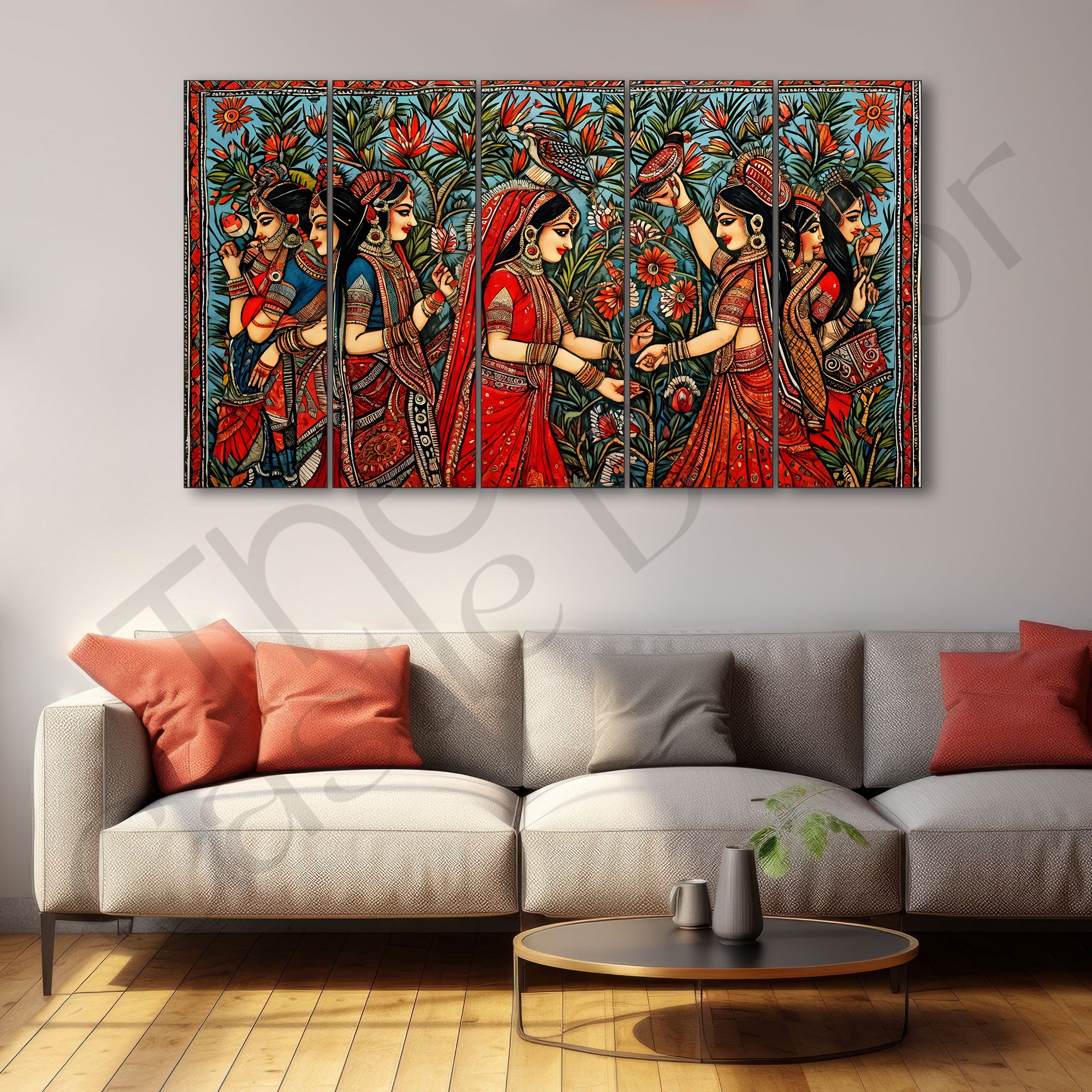 Pichwai Madhubani Art Painting with frame Big Size Wall Art for living room,Bedroom,Drawing room,Hotels