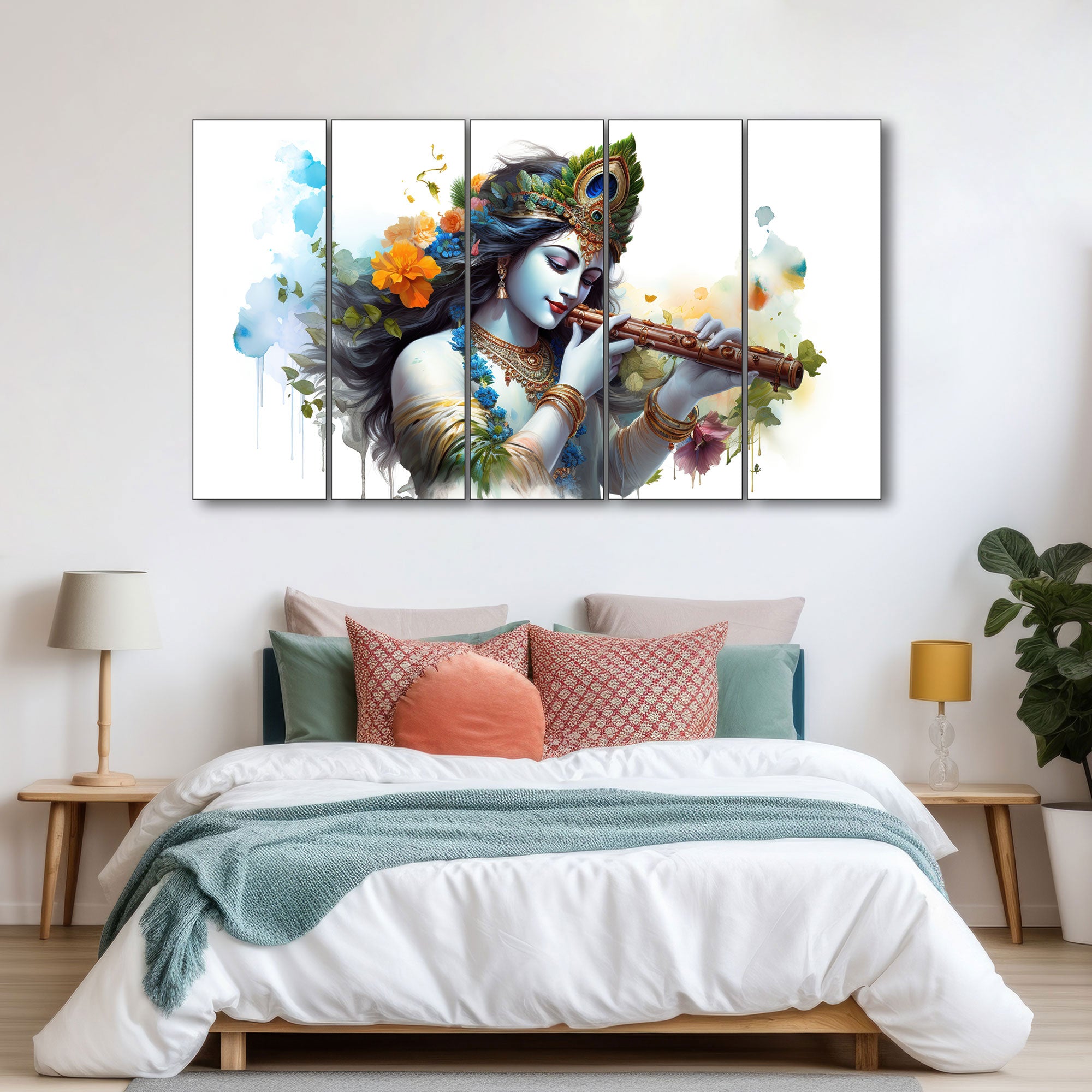 Krishna Ji Painting with frame Big Size Wall Art for living room,Bedroom,Drawing room,Hotels
