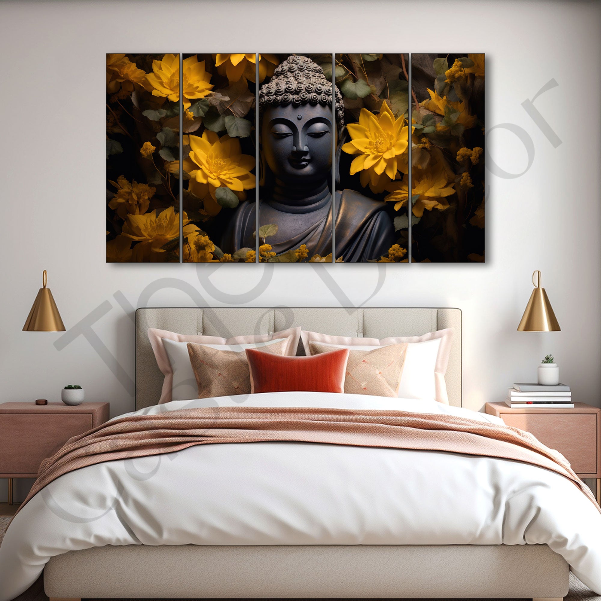 Lord Budha Painting with frame Big Size Wall Art for living room,Bedroom,Drawing room,Hotels