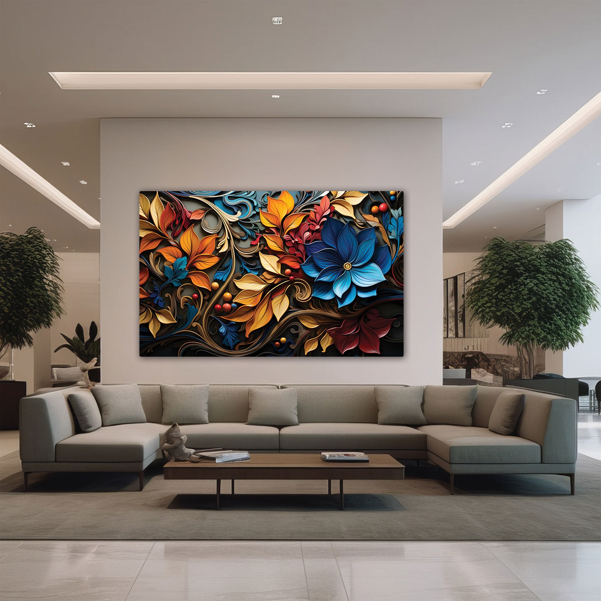 FlowersAbstract Canvas painting with frame Big Size Wall Art for living room,Bedroom,Drawing room,Hotels