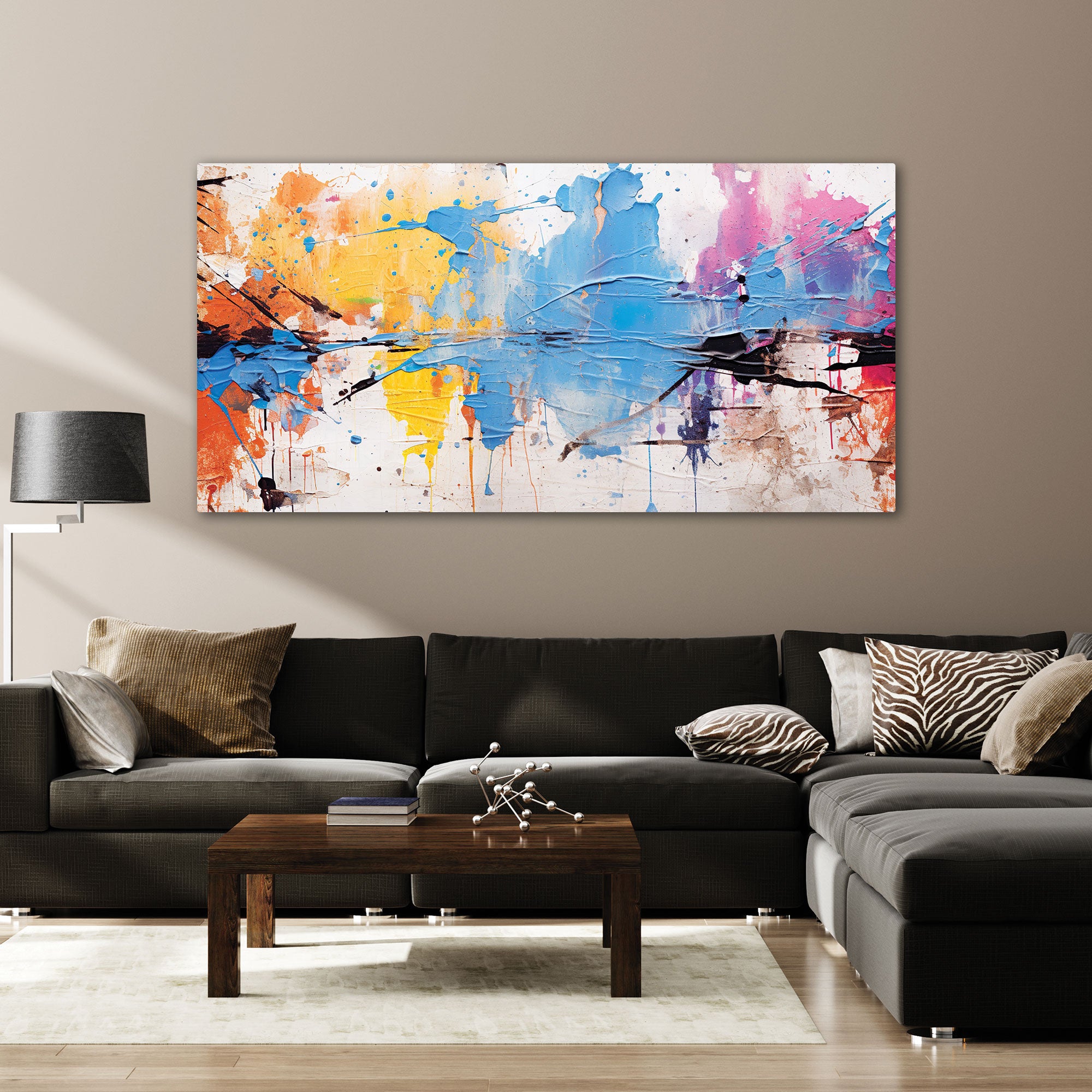 ColoursAbstract Canvas painting with frame Big Size Wall Art for living room,Bedroom,Drawing room,Hotels