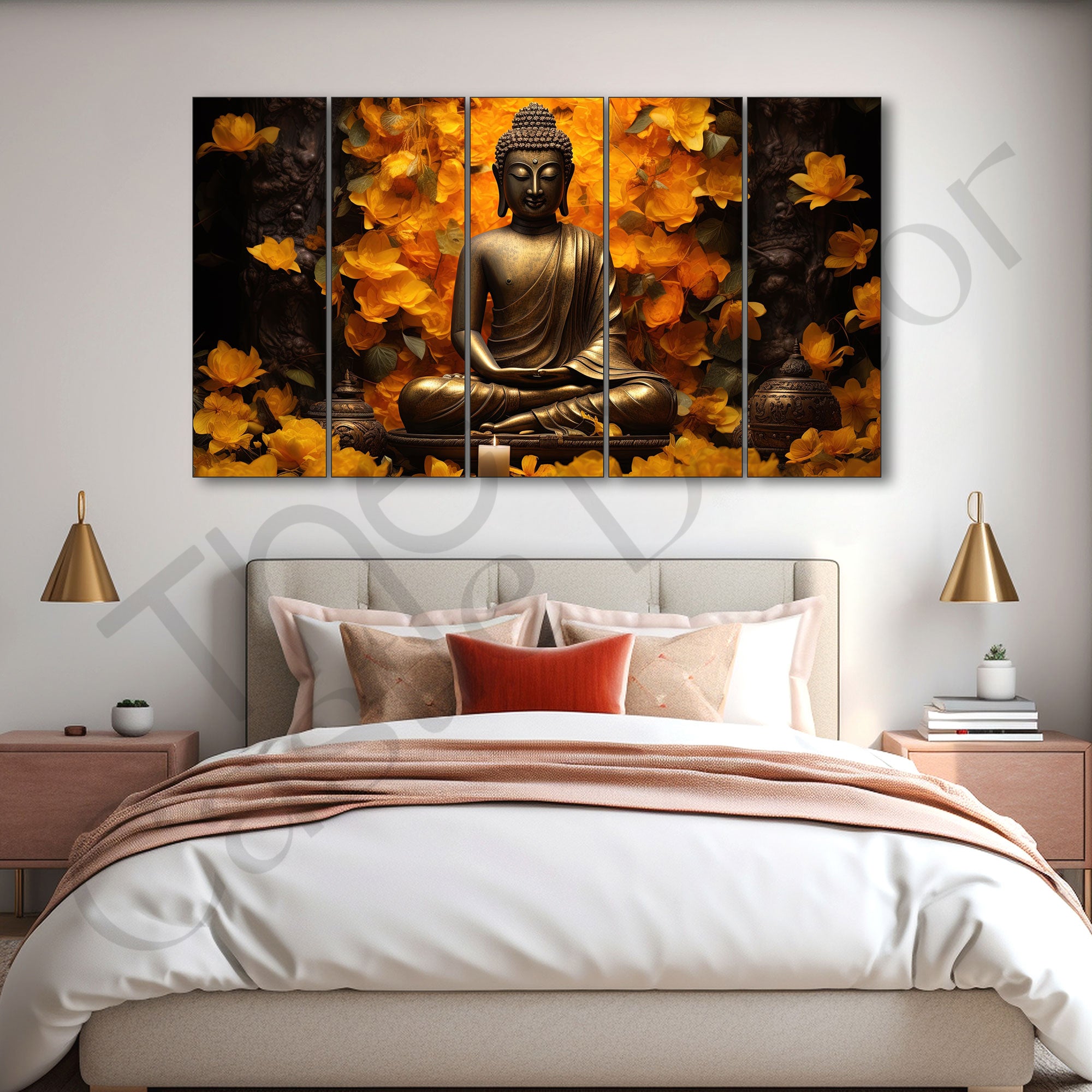 Lord Budha Painting with frame Big Size Wall Art for living room,Bedroom,Drawing room,Hotels