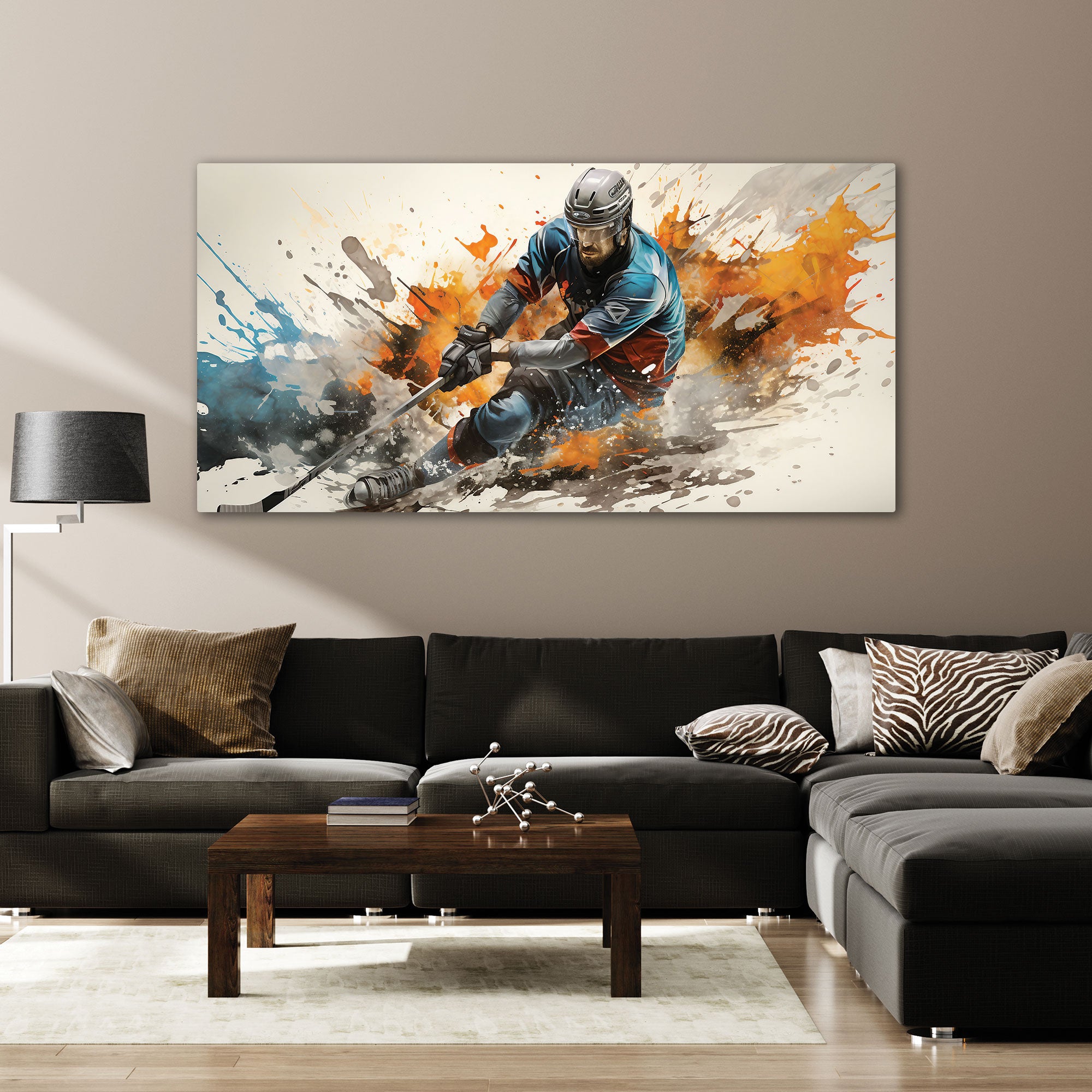 Ppanoramic hockeyAbstract Canvas painting with frame Big Size Wall Art for living room,Bedroom,Drawing room,Hotels