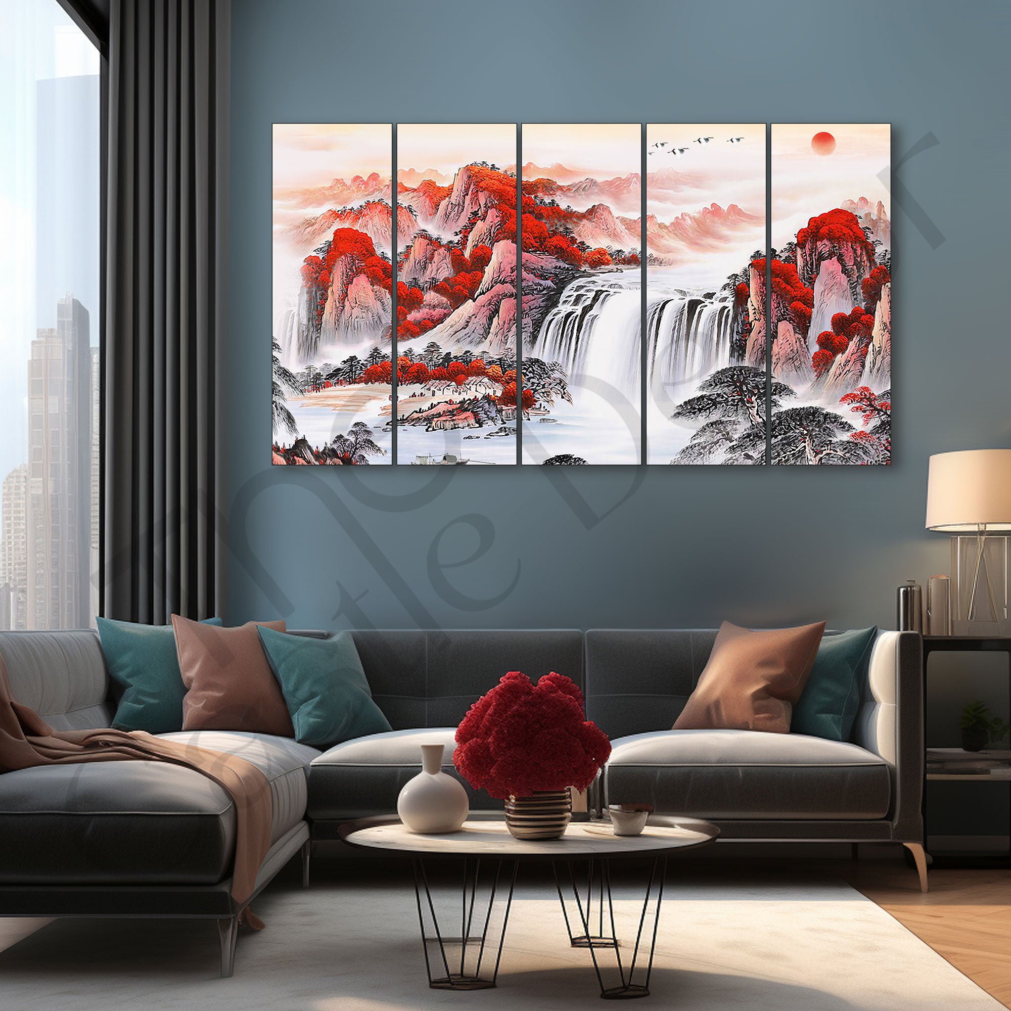 Waterfall Painting with frame Big Size Wall Art for living room,Bedroom,Drawing room,Hotels