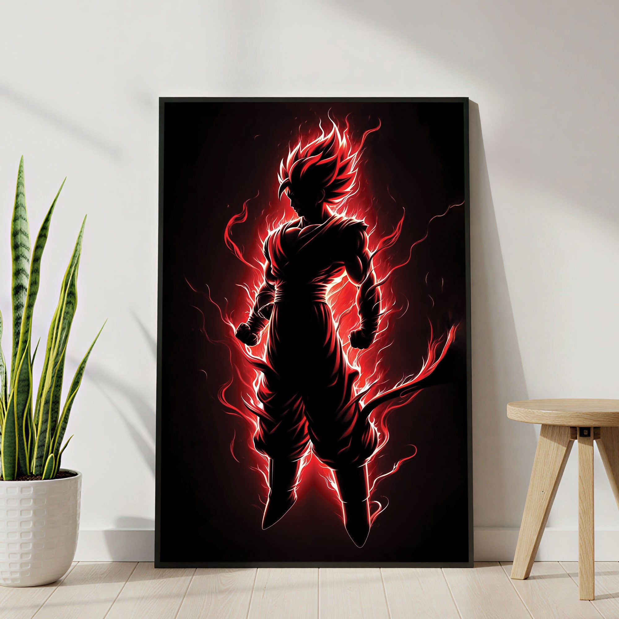The Castle Decor Anime Fire Warrior Wall Art, Intense Power Fighter Abstract Artwork with Premium Sparkle Finish, 20×30 Inch Wall Décor for Gym & Gaming Room