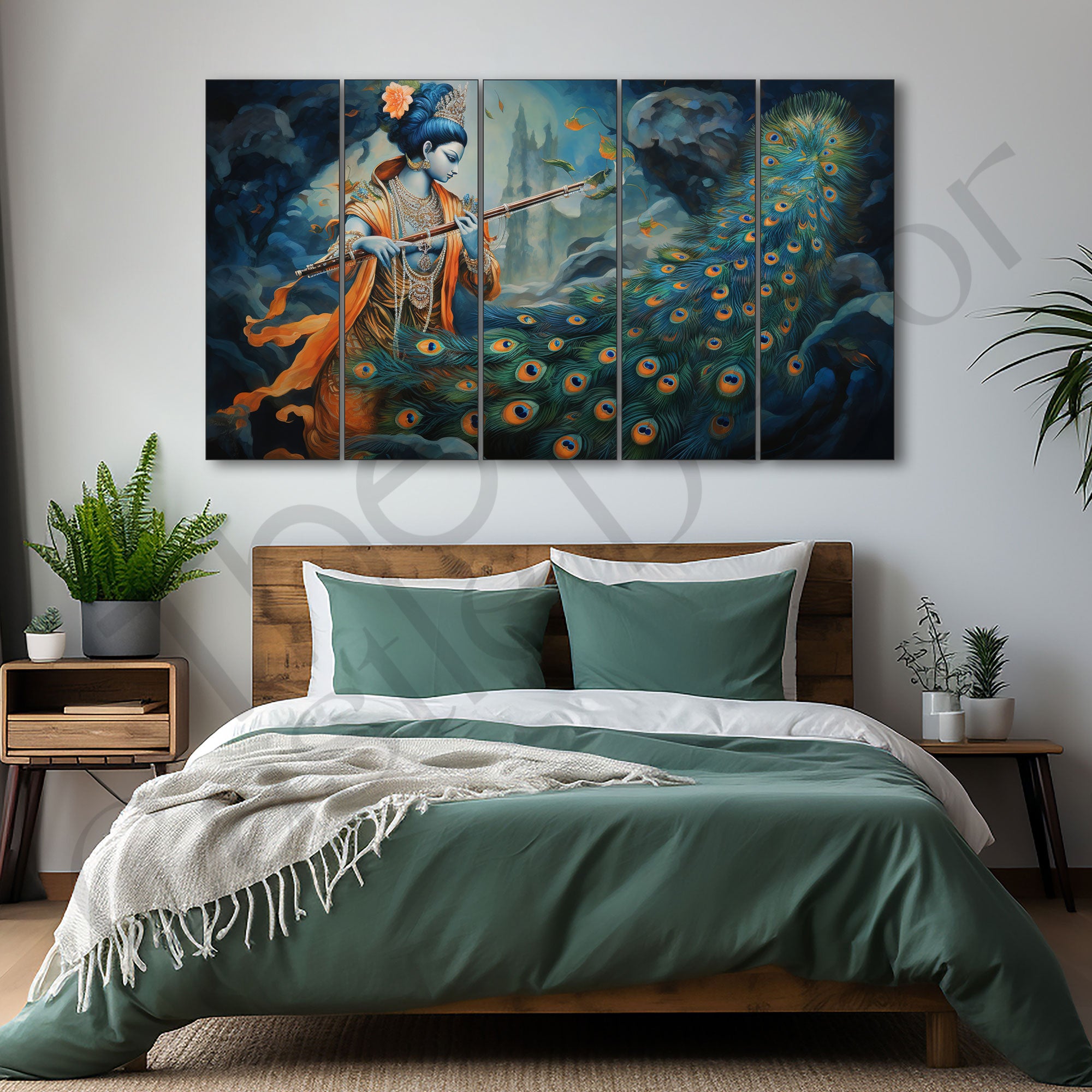 Krishna Ji Painting with frame Big Size Wall Art for living room,Bedroom,Drawing room,Hotels
