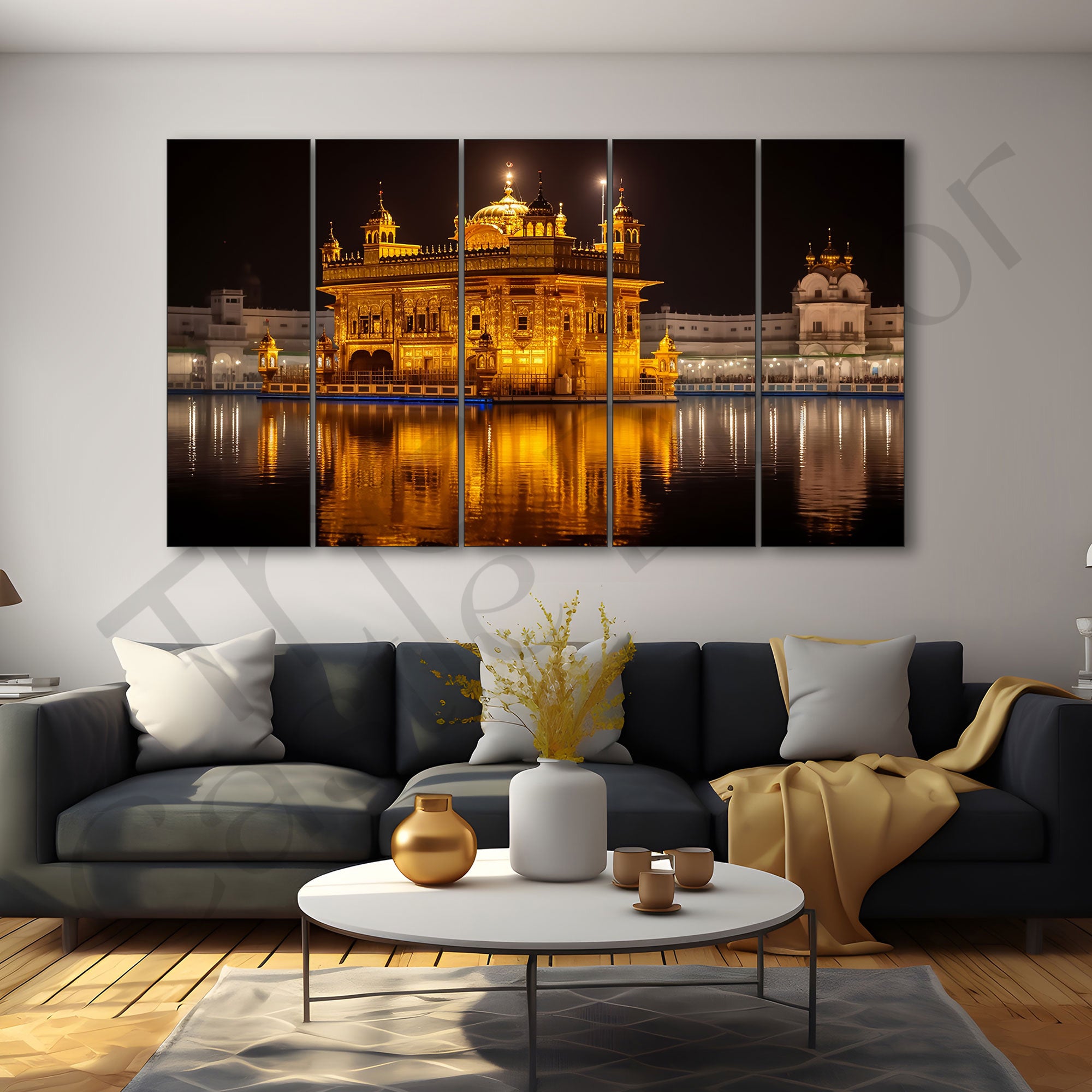 Golden Temple Painting with frame Big Size Wall Art for living room,Bedroom,Drawing room,Hotels