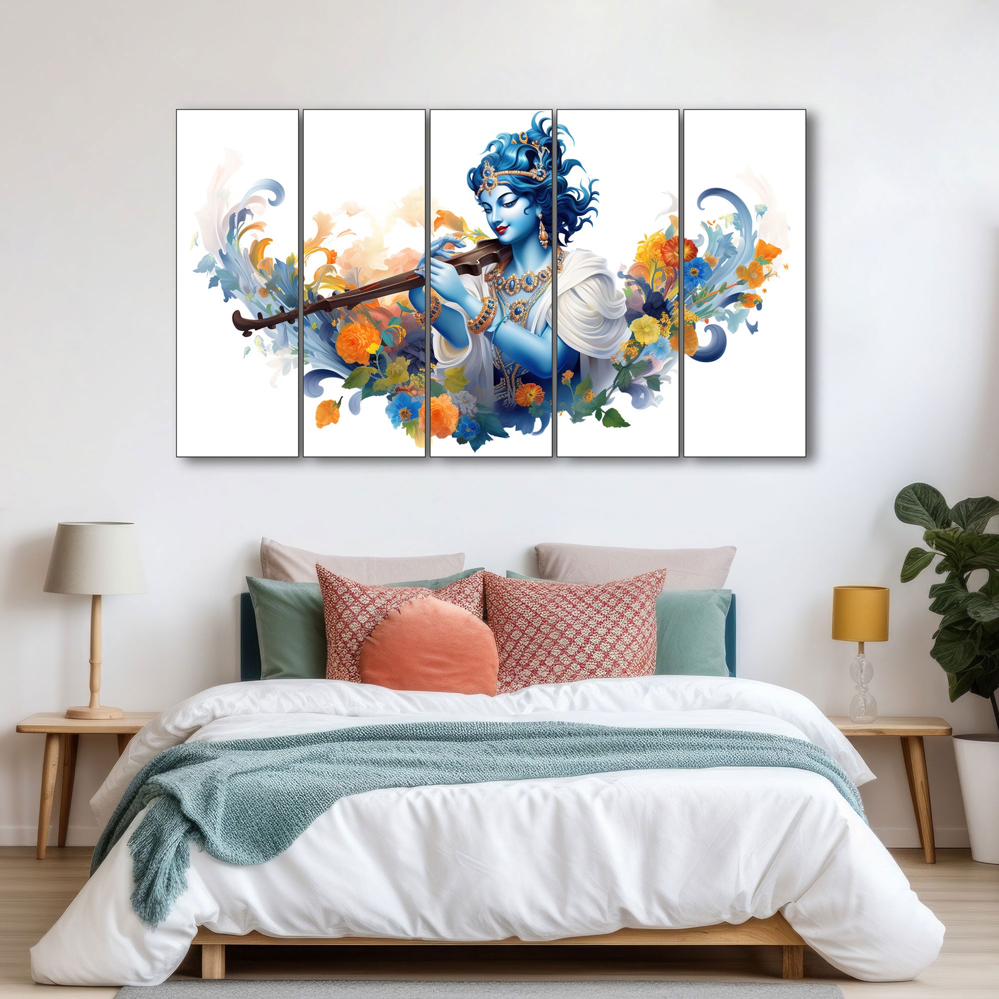 Krishna Ji Painting with frame Big Size Wall Art for living room,Bedroom,Drawing room,Hotels