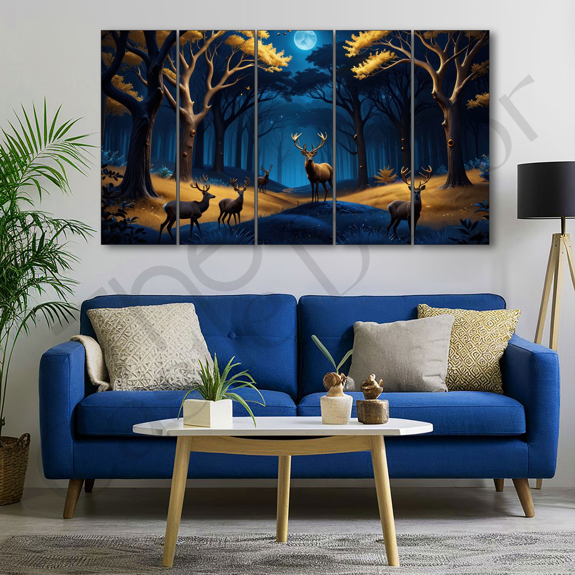 Vaastu Golden Deer Painting with frame Big Size Wall Art for living room,Bedroom,Drawing room,Hotels