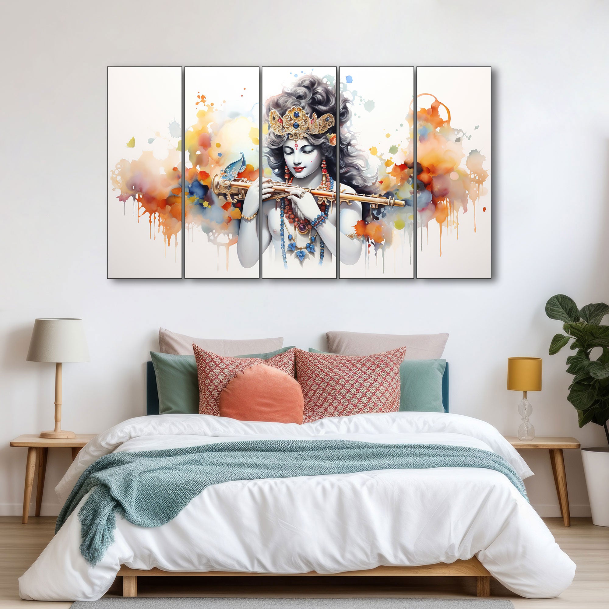 Krishna Ji Painting with frame Big Size Wall Art for living room,Bedroom,Drawing room,Hotels