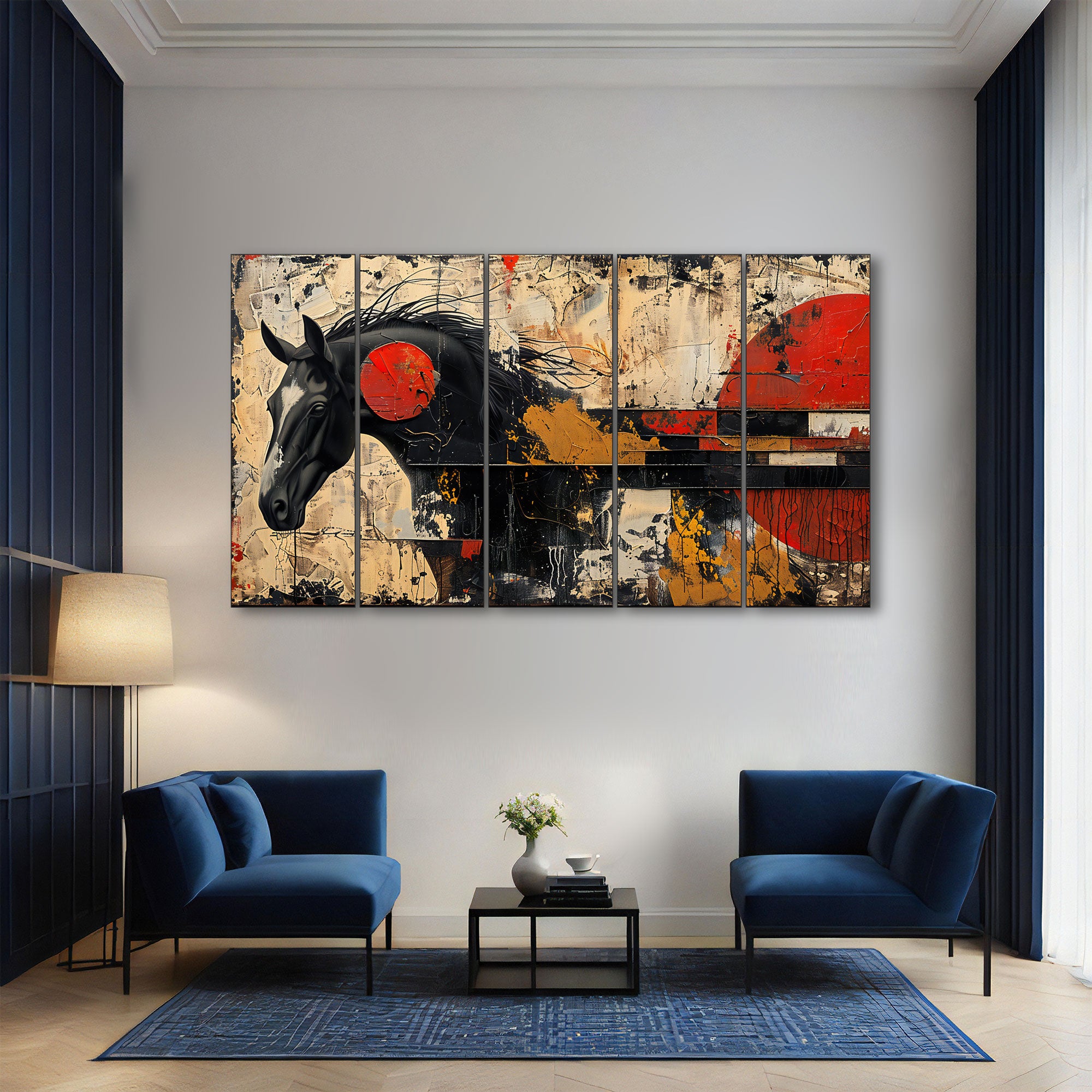 Modern Horses Painting with frame Big Size Wall Art for living room,Bedroom,Drawing room,Hotels