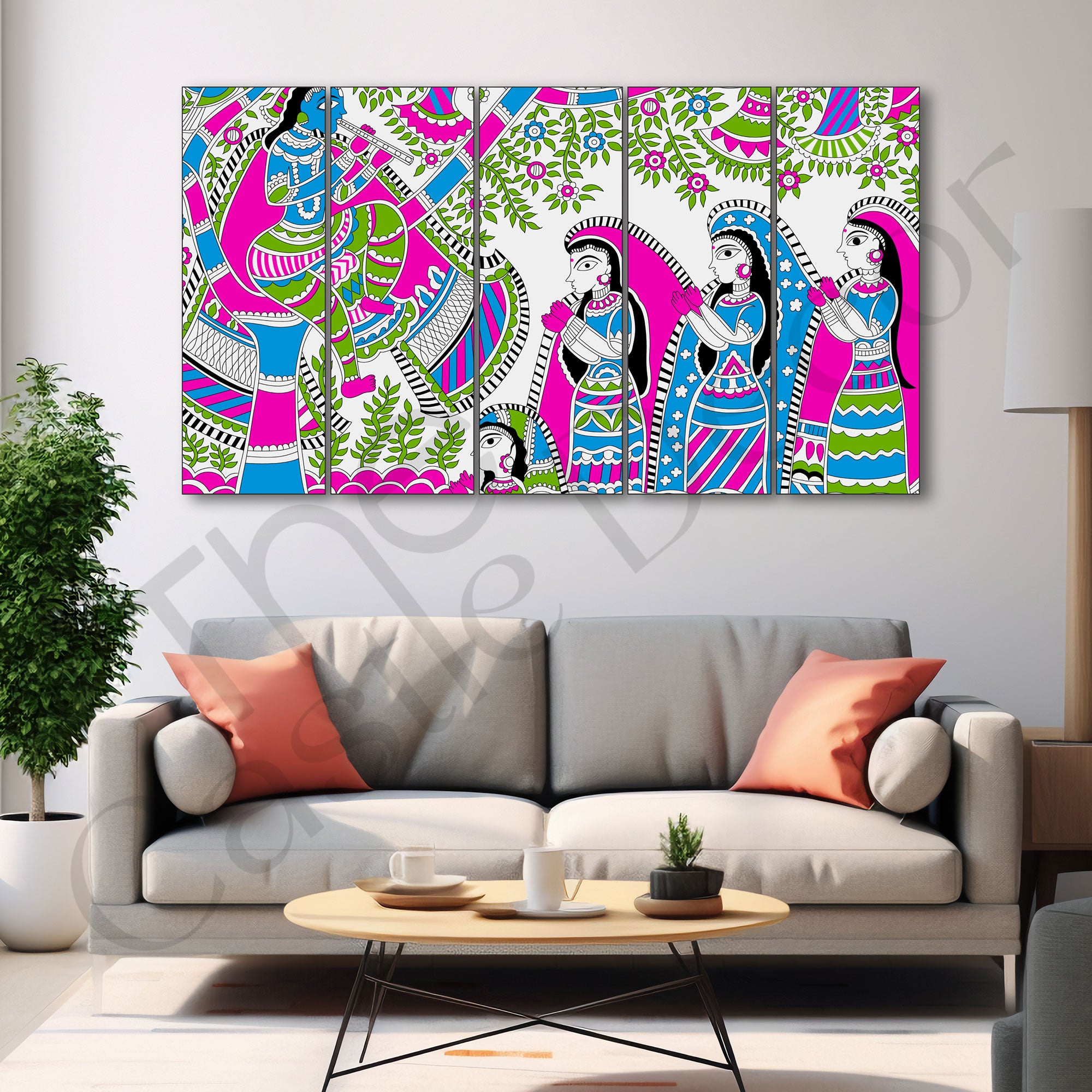 Madhubani Painting with frame Big Size Wall Art for living room,Bedroom,Drawing room,Hotels