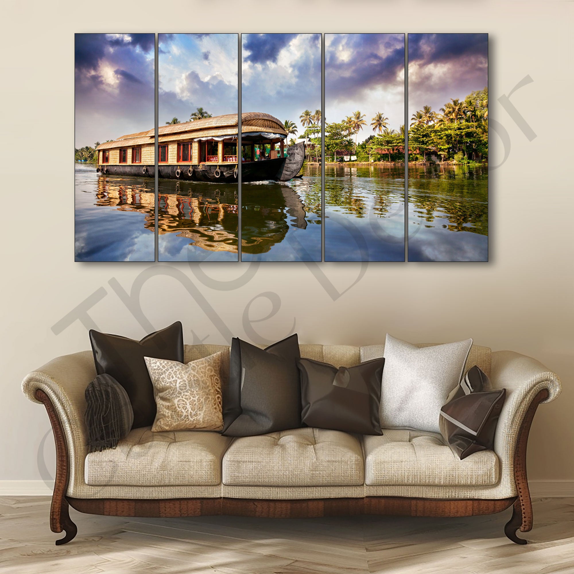 Kerala Boat Painting with frame Big Size Wall Art for living room,Bedroom,Drawing room,Hotels