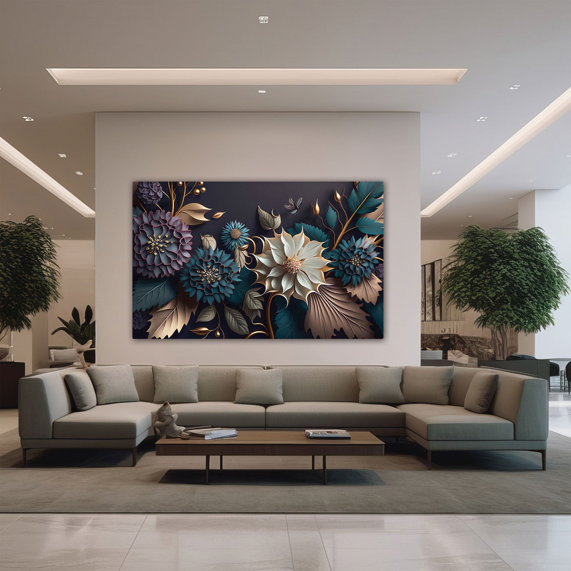 3D flowers Canvas painting with frame Big Size Wall Art for living room,Bedroom,Drawing room,Hotels