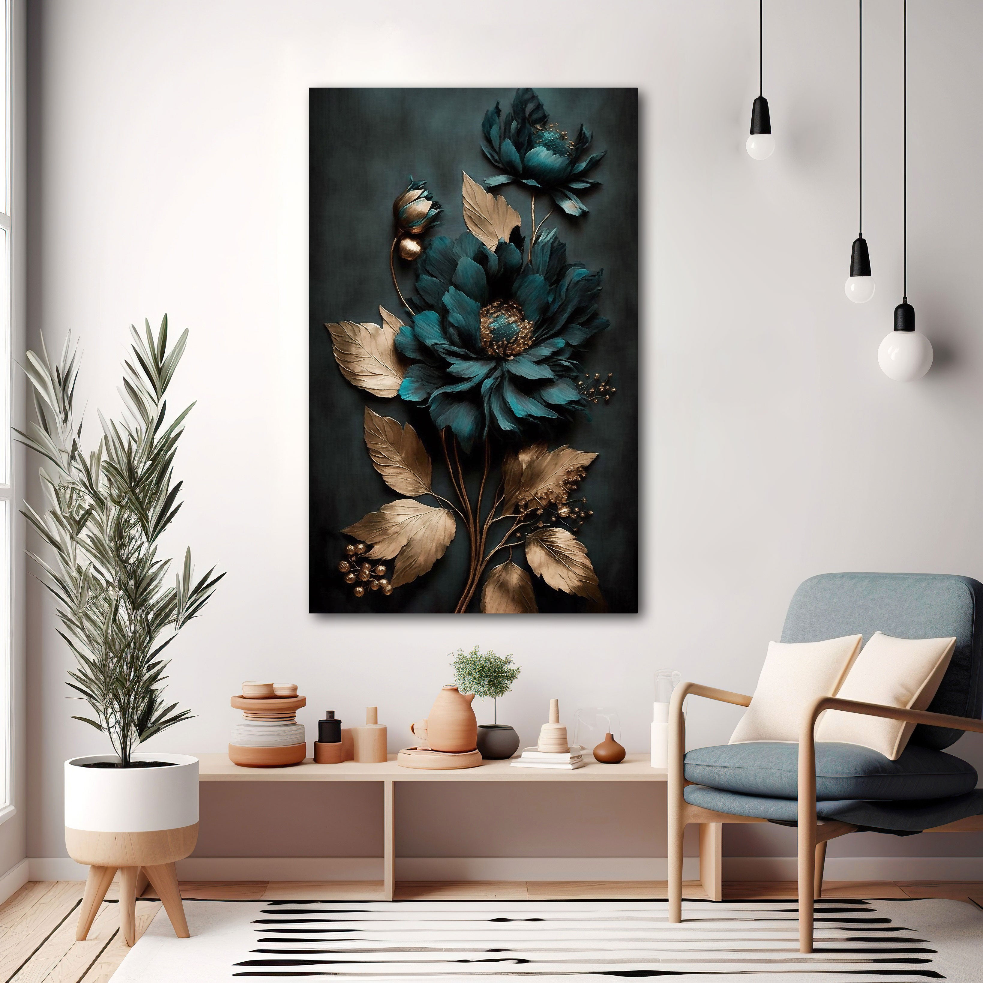 FlowerAbstract Canvas painting with frame Big Size Wall Art for living room,Bedroom,Drawing room,Hotels
