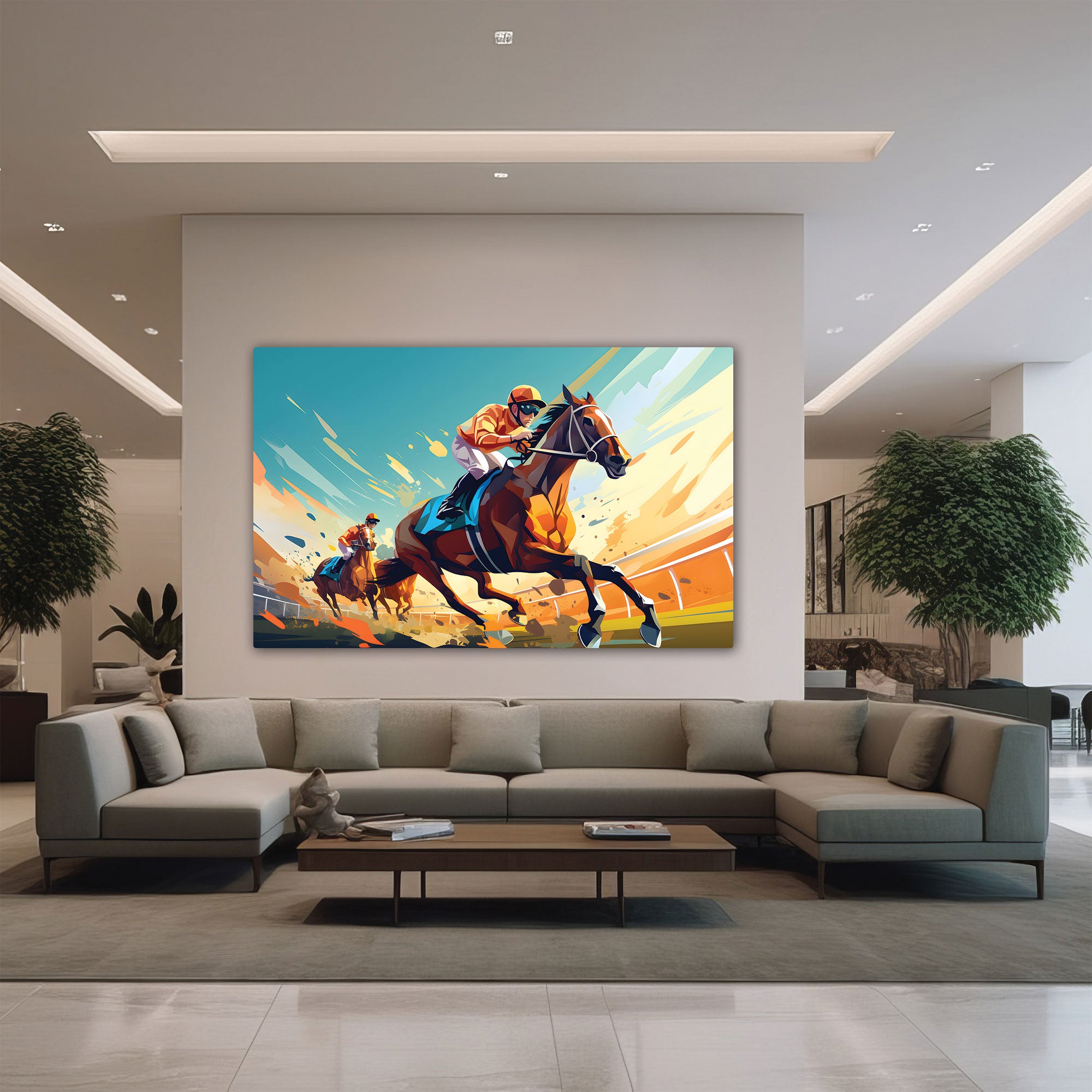 Horse racing Abstract Canvas painting with frame Big Size Wall Art for living room,Bedroom,Drawing room,Hotels