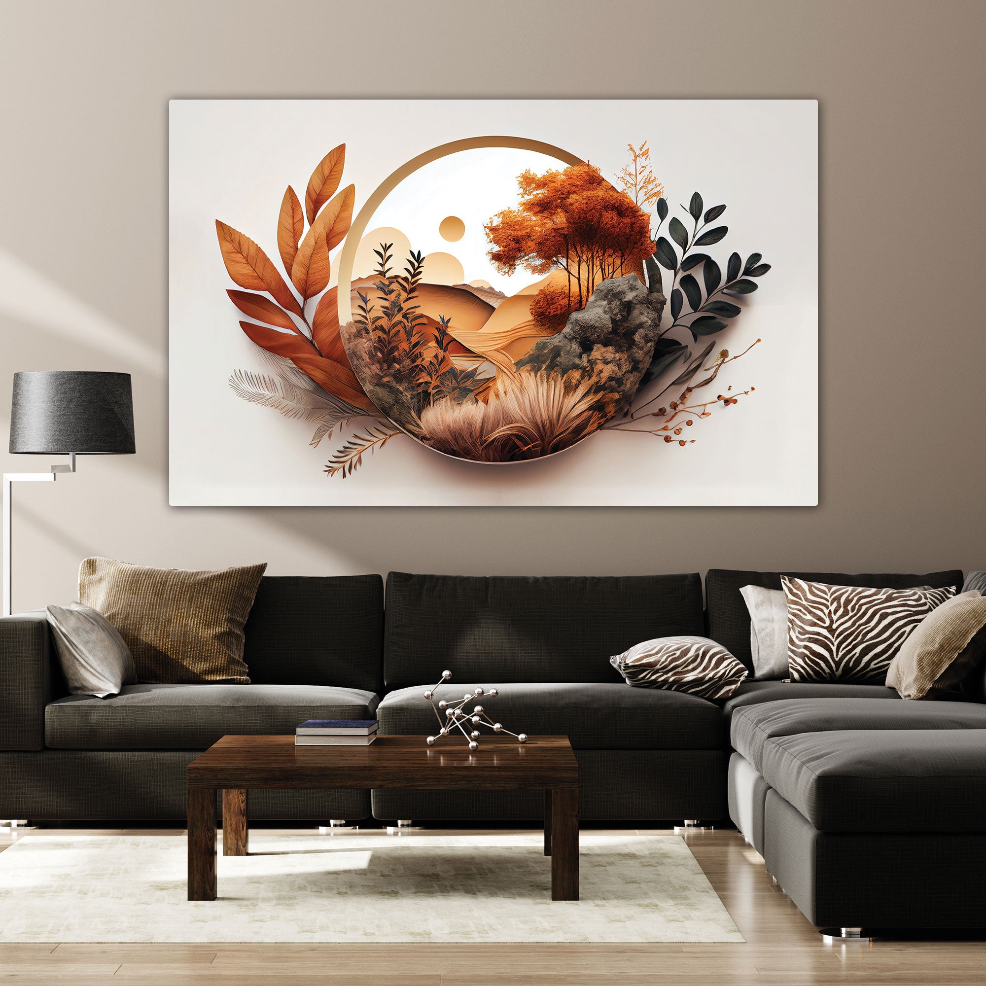 GoldenAbstract Canvas painting with frame Big Size Wall Art for living room,Bedroom,Drawing room,Hotels