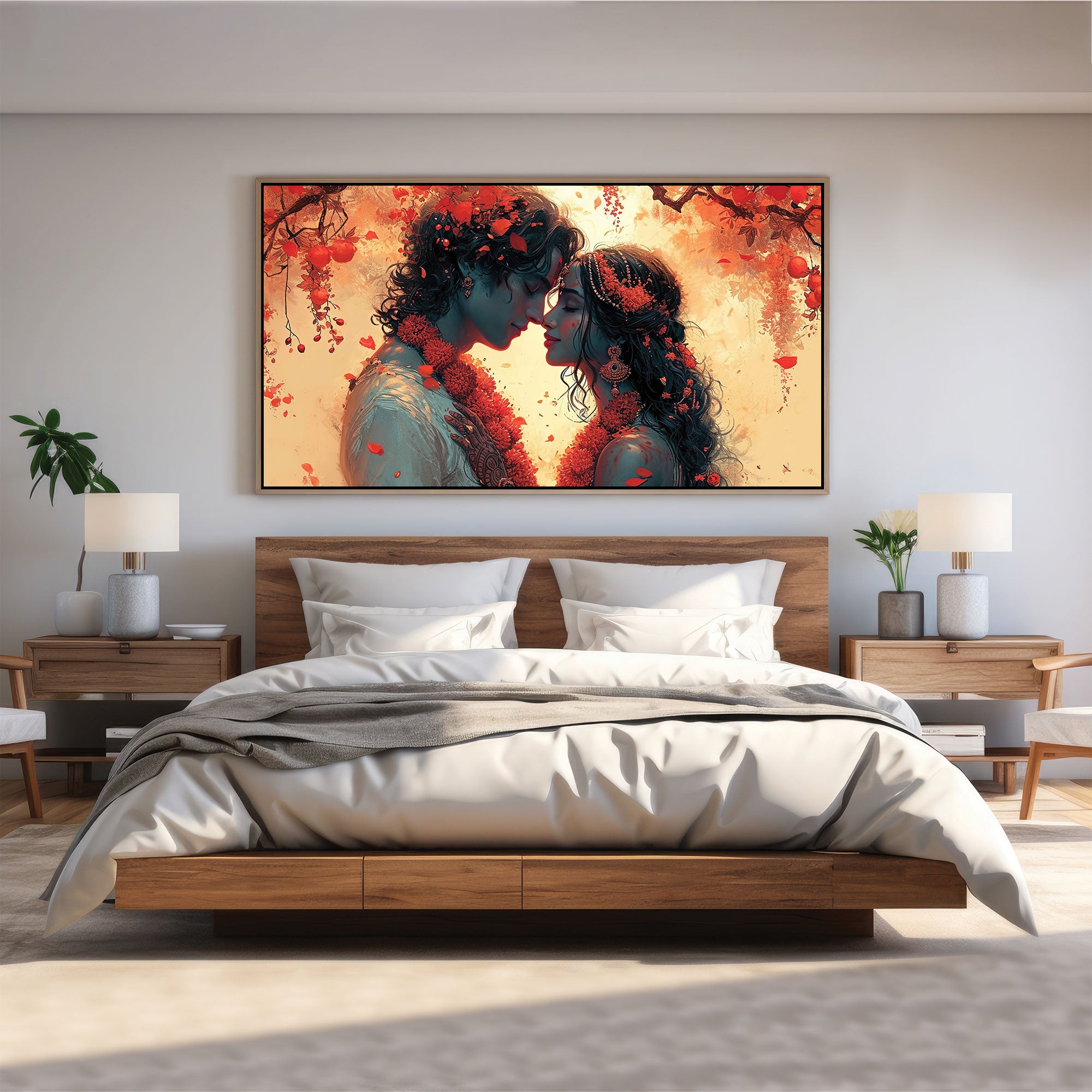 Radha krishana love Canvas painting with frame Big Size Wall Art for living room,Bedroom,Drawing room,Hotels