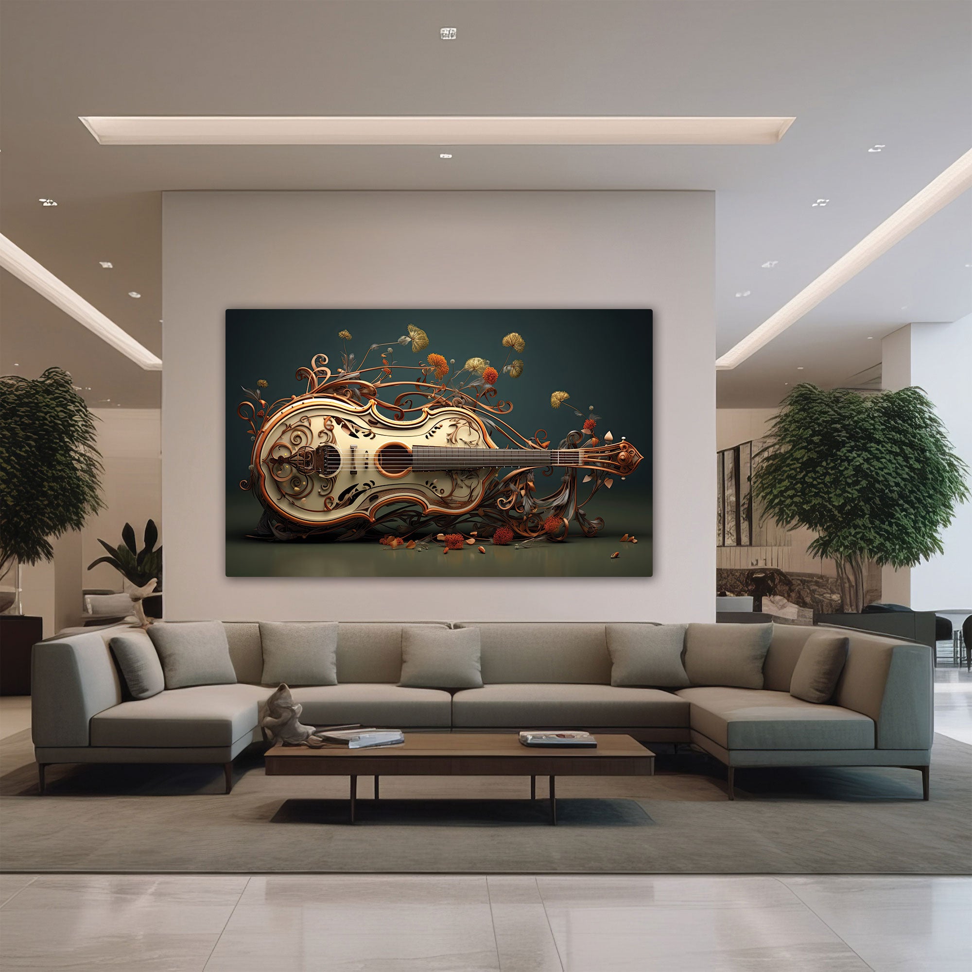 Guitar Canvas painting with frame Big Size Wall Art for living room,Bedroom,Drawing room,Hotels