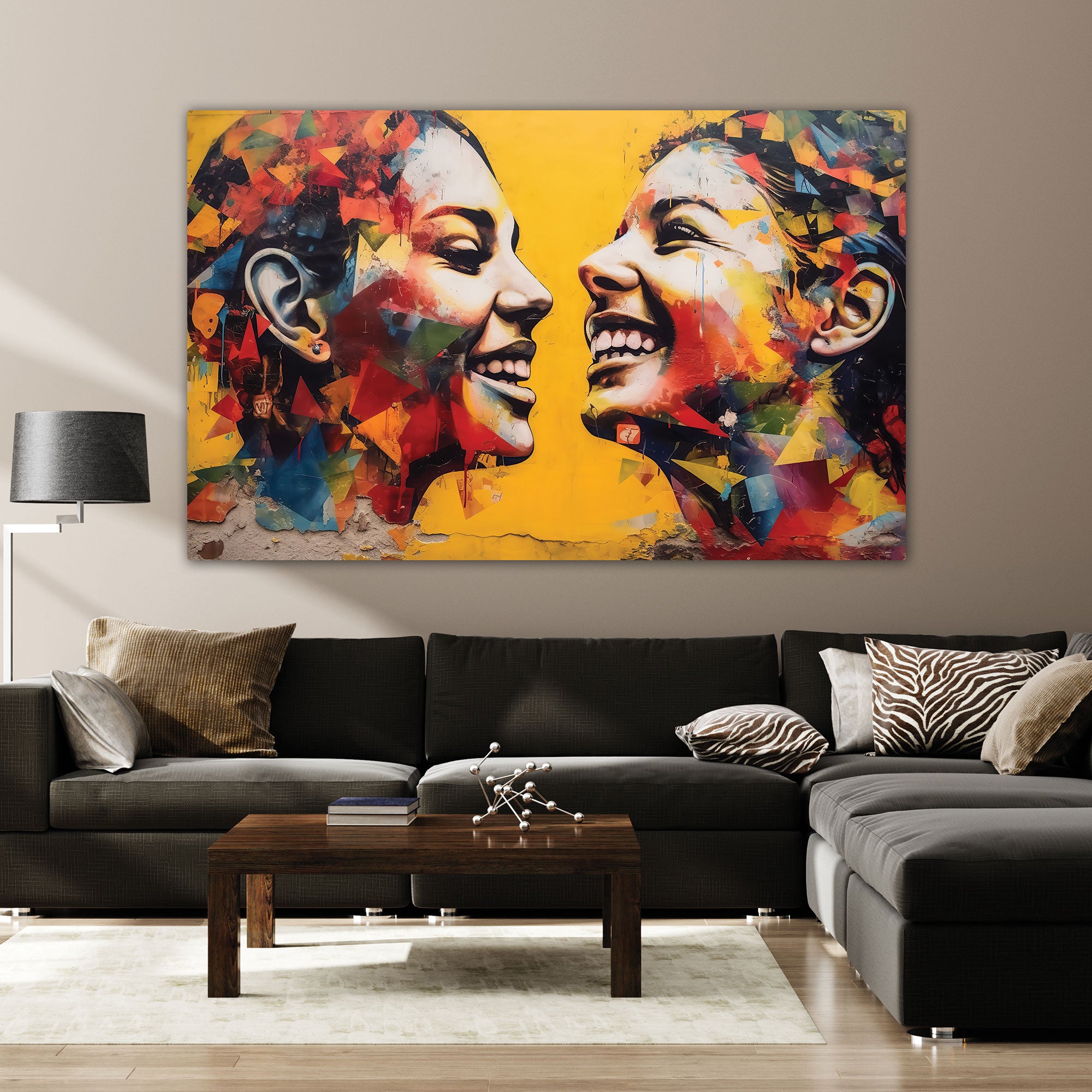 Multi WomenAbstract Canvas painting with frame Big Size Wall Art for living room,Bedroom,Drawing room,Hotels