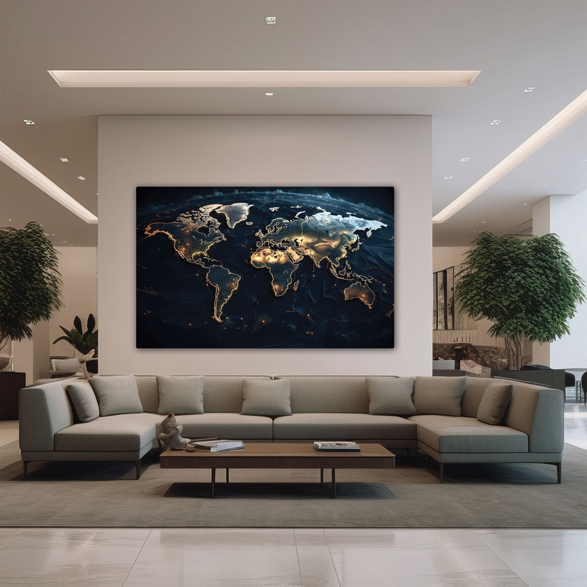 World map Canvas painting with frame Big Size Wall Art for living room,Bedroom,Drawing room,Hotels