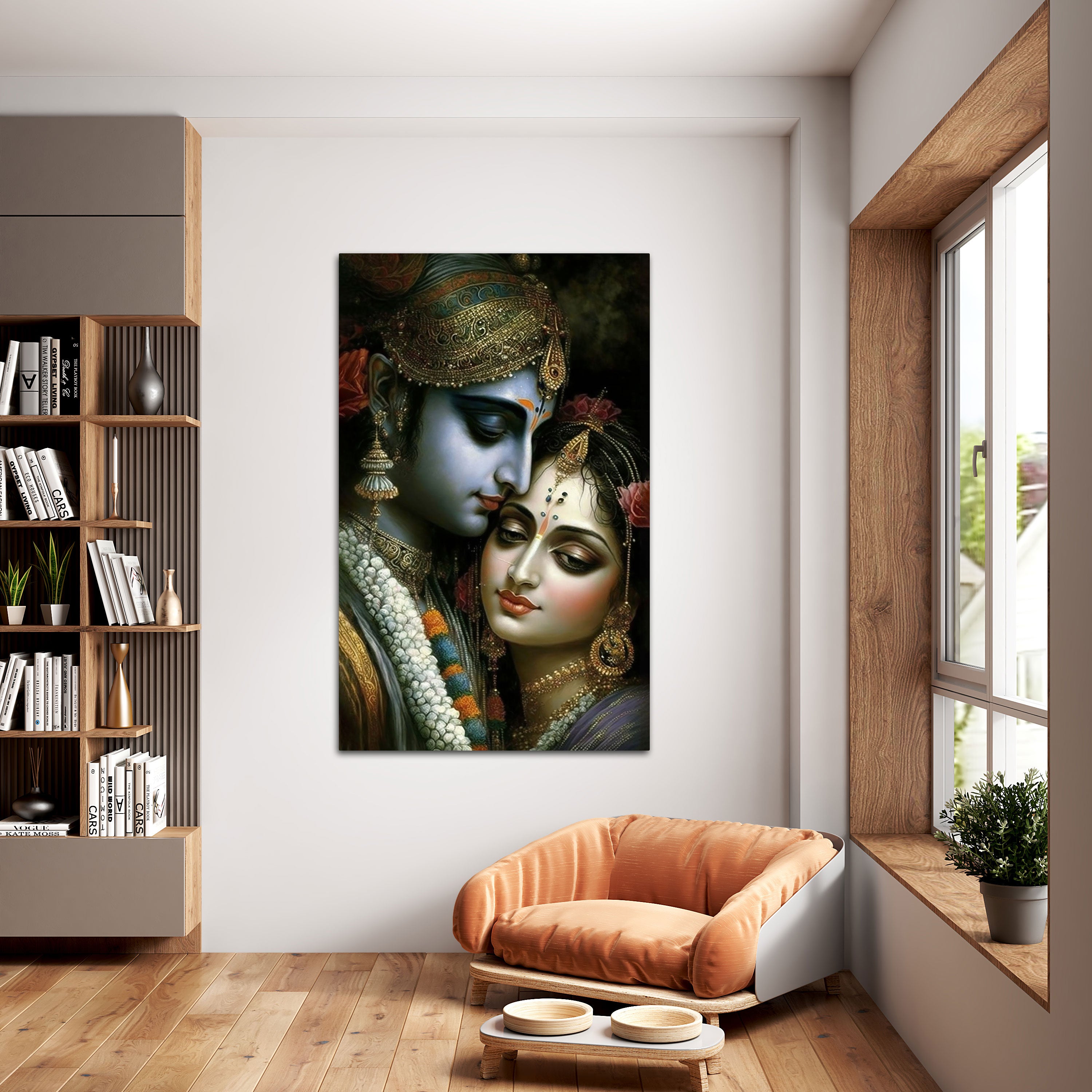 Radha krishan love Canvas painting with frame Big Size Wall Art for living room,Bedroom,Drawing roomHotels