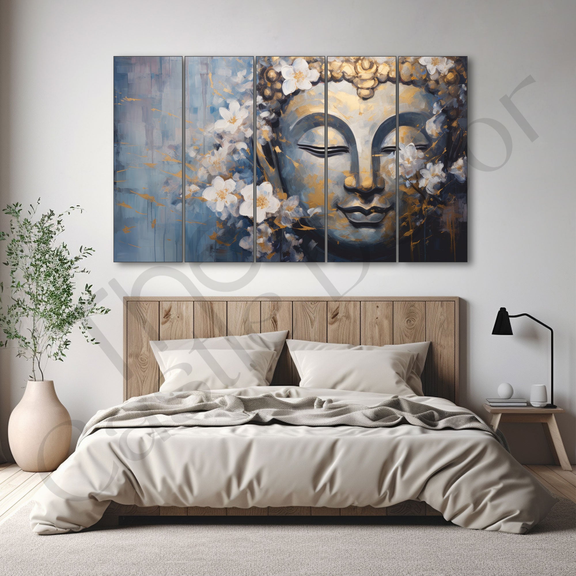 Lord Budha Painting with frame Big Size Wall Art for living room,Bedroom,Drawing room,Hotels