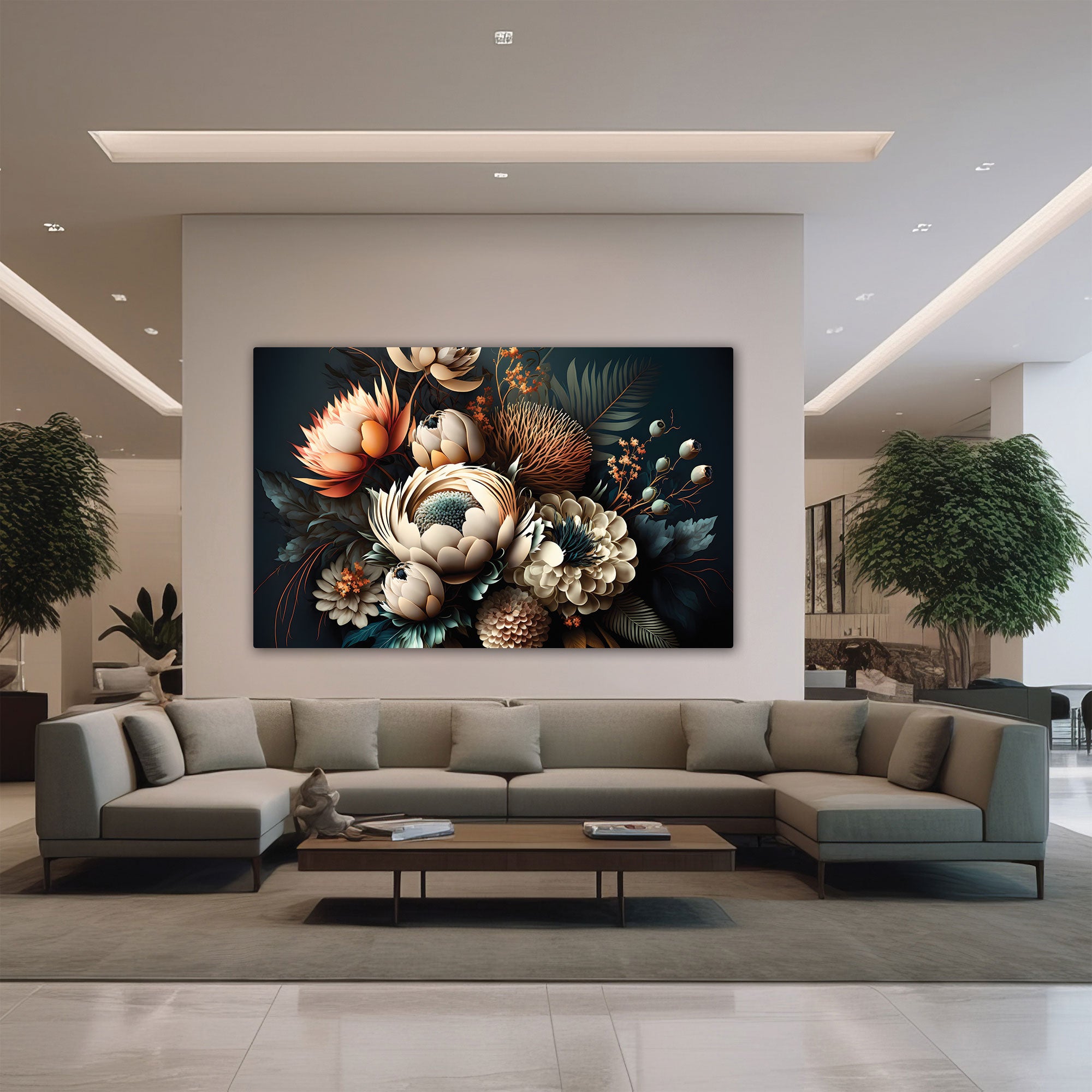 3d flowers Canvas painting with frame Big Size Wall Art for living room,Bedroom,Drawing room,Hotels