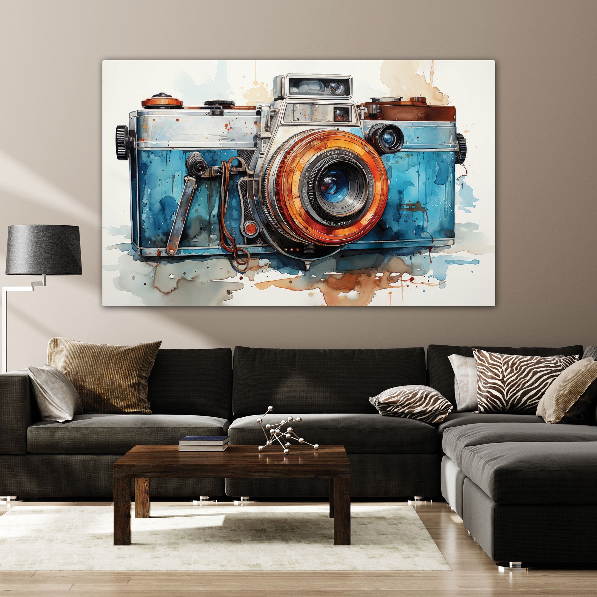 CameraAbstract Canvas painting with frame Big Size Wall Art for living room,Bedroom,Drawing room,Hotels