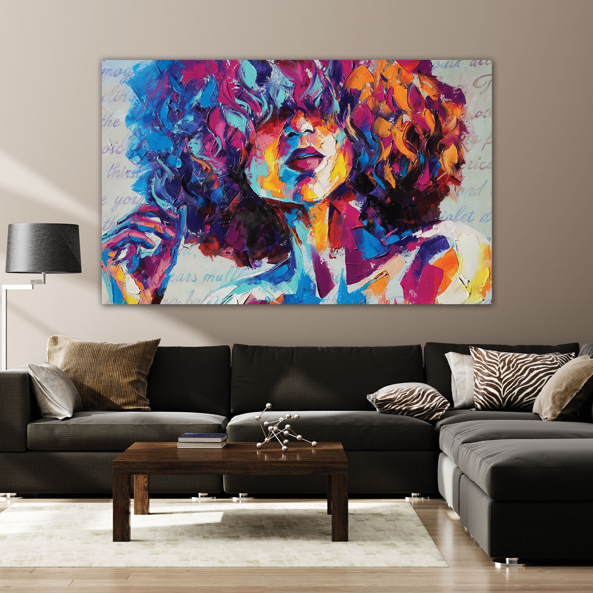 Woman faceAbstract Canvas painting with frame Big Size Wall Art for living room,Bedroom,Drawing room,Hotels