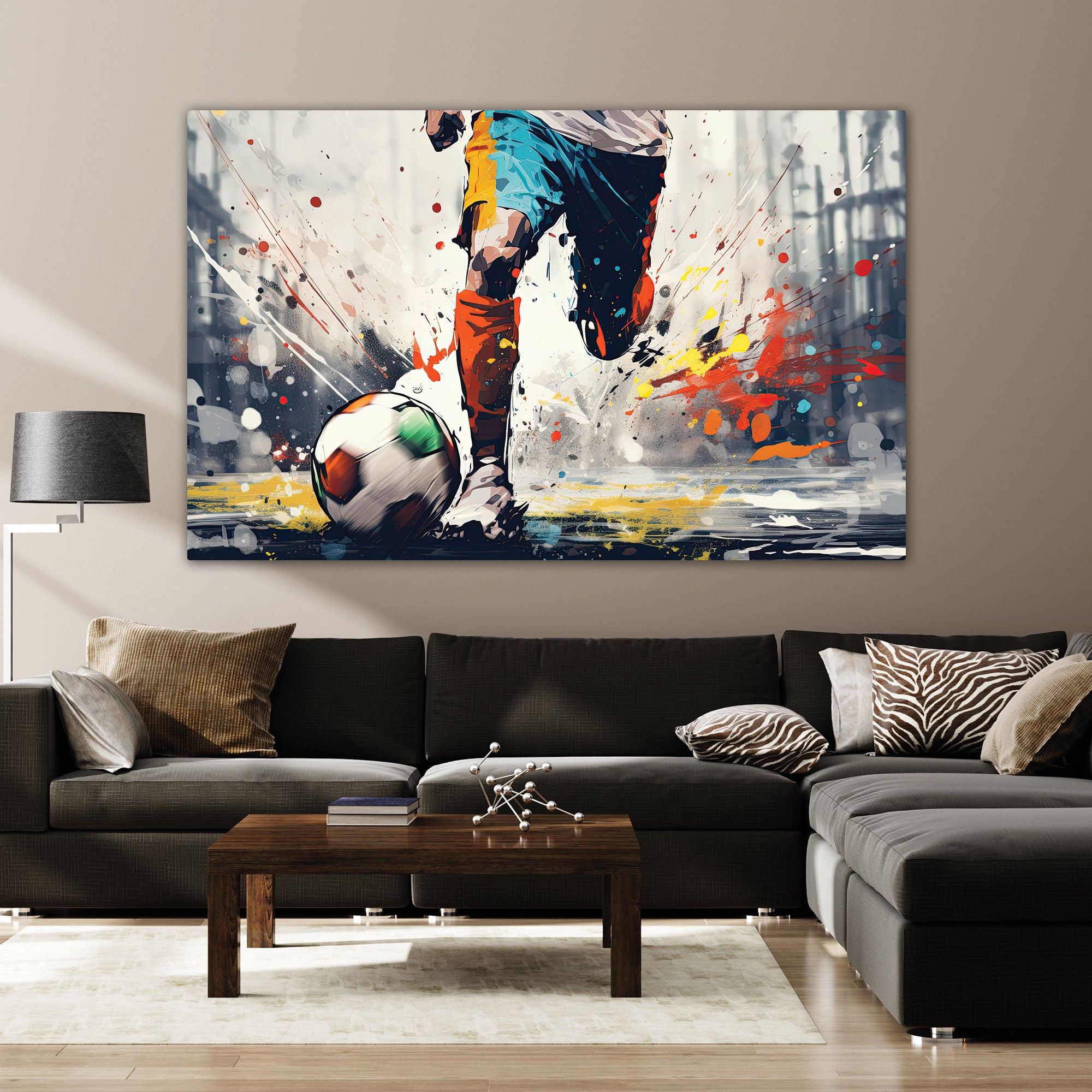 Football Canvas painting with frame Big Size Wall Art for living room,Bedroom,Drawing room,Hotels