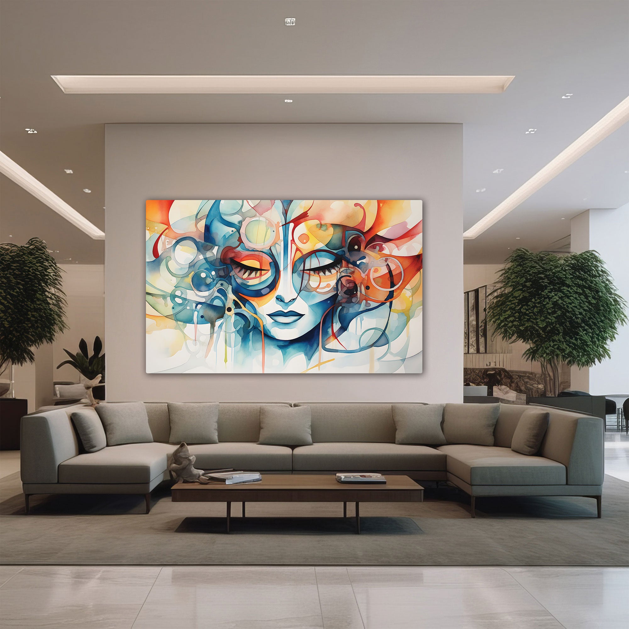 Multicolour face Canvas painting with frame Big Size Wall Art for living room,Bedroom,Drawing room,Hotels