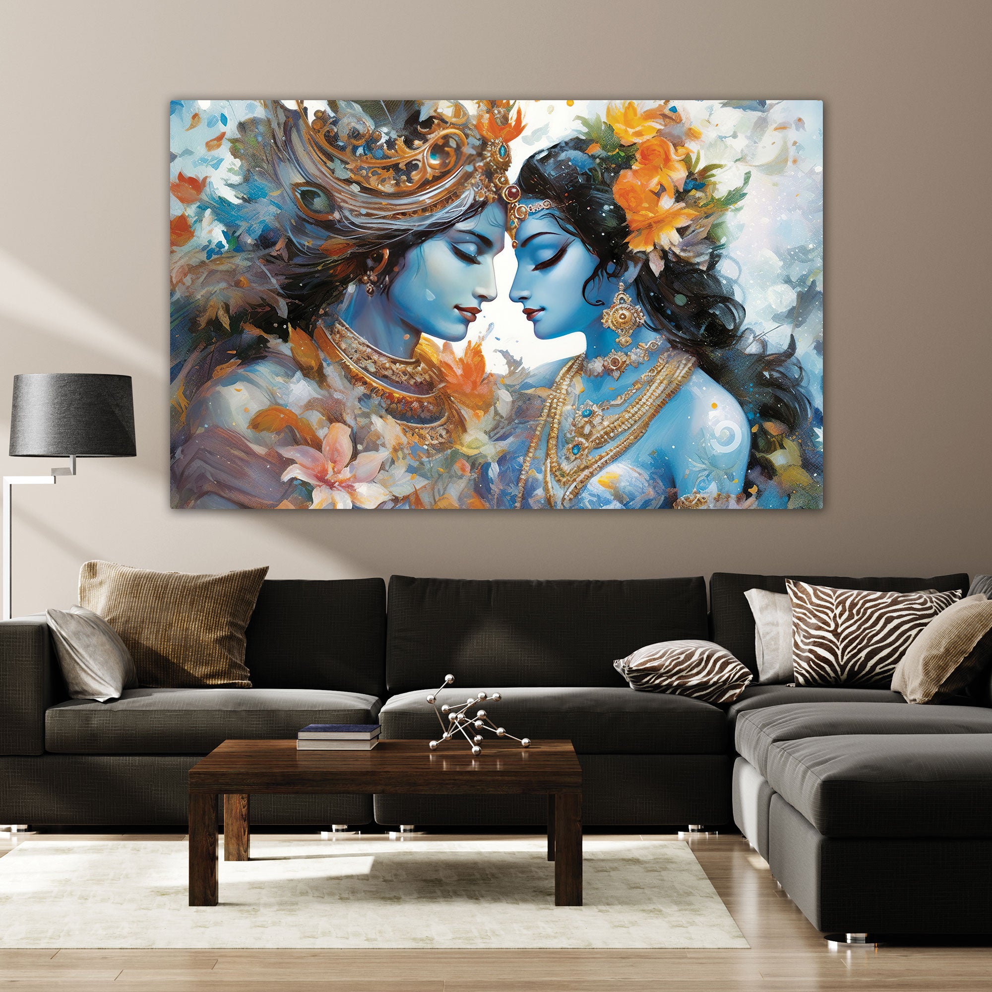Radha krishna Canvas painting with frame Big Size Wall Art for living room,Bedroom,Drawing room,Hotels