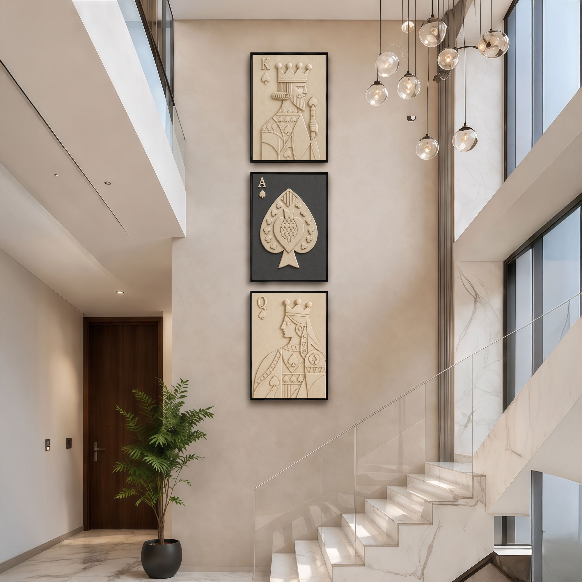 The Castle Decor 3-Piece Modern Minimalist 3D Relief Wall Art Set – Abstract Geometric Sculptural Framed Art, Neutral Terracotta & Cream Textured Bas-Relief Panels for Living Room, Staircase, Entryway (Copy)