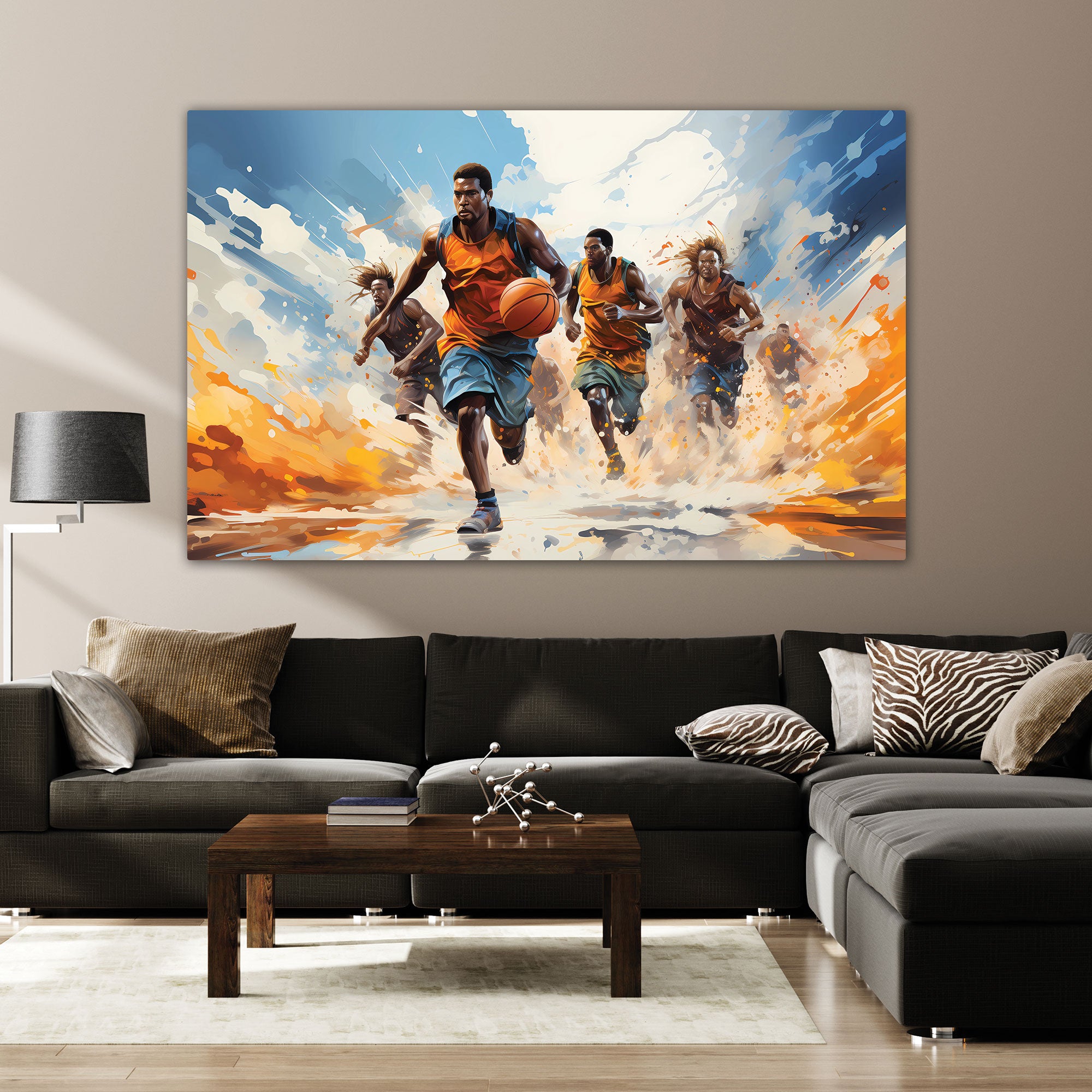 Basketball Canvas painting with frame Big Size Wall Art for living room,Bedroom,Drawing room,Hotels