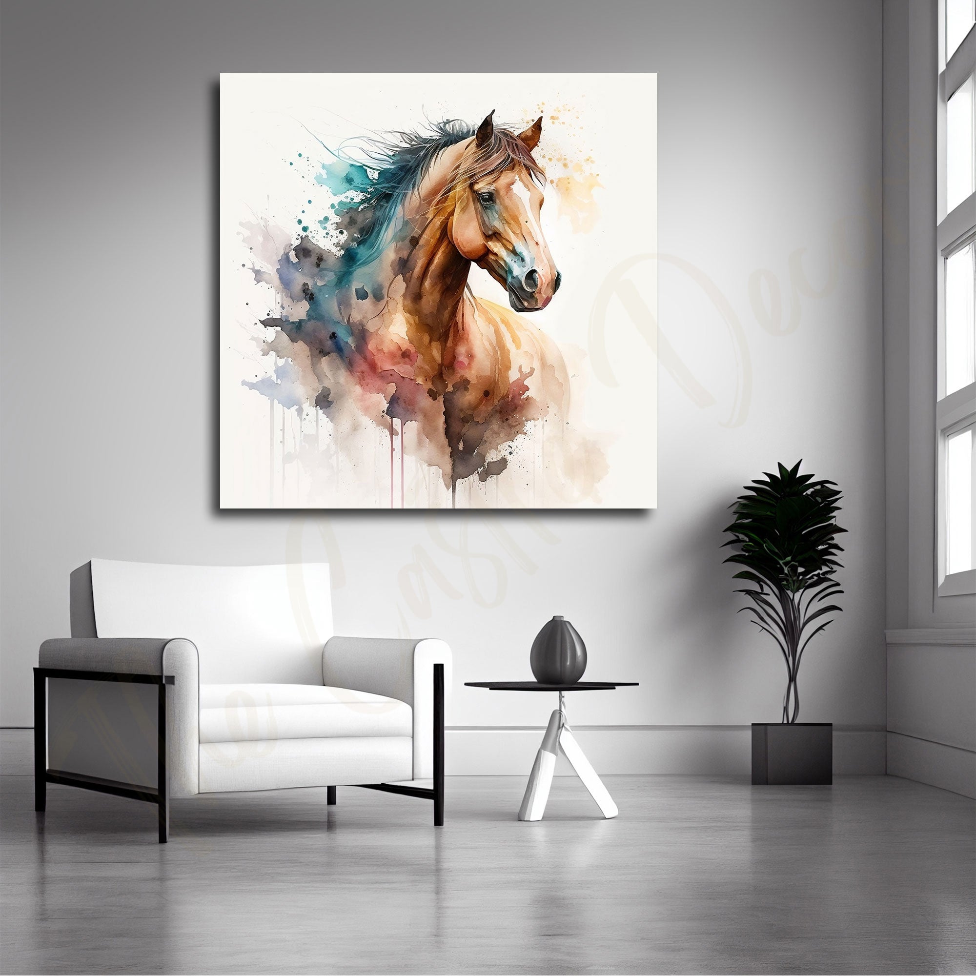 Rainbow Modern horse with frame Big Size Wall Art for living room,Bedroom,Drawing room,Hotels