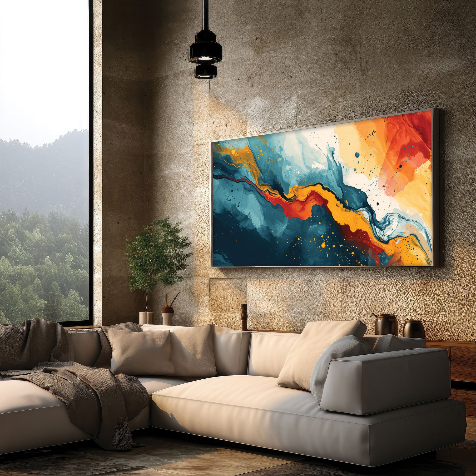 Abstract Canvas painting with frame Big Size Wall Art for living room,Bedroom,Drawing room,Hotels