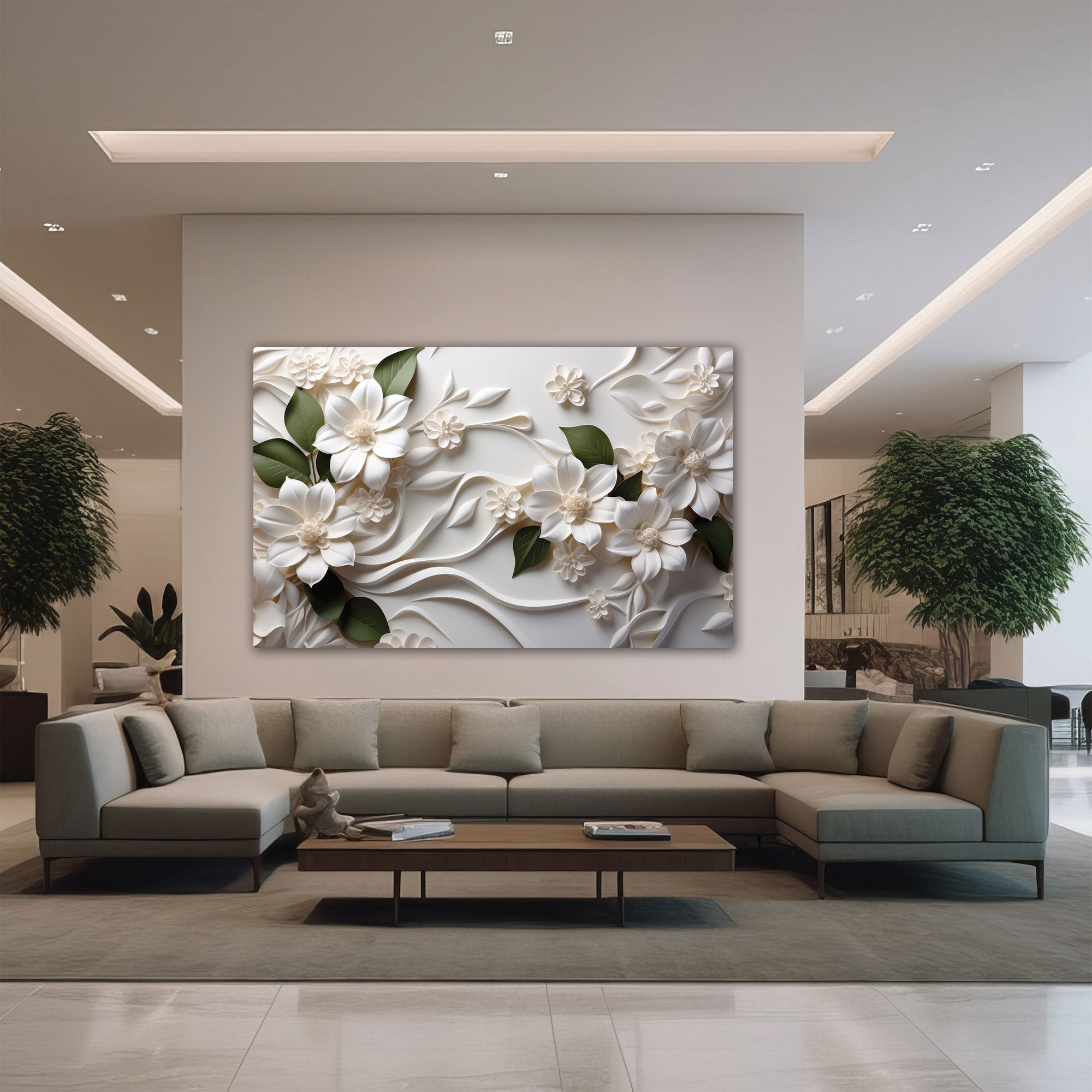 white flowers Canvas painting Big Size Wall Art for living room,Bedroom,Drawing room,Hotels