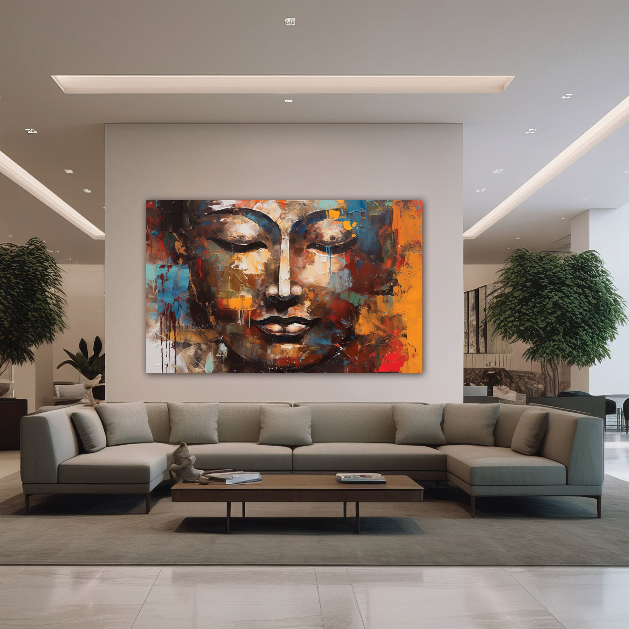 Lord gautam budha Canvas painting with frame Big Size Wall Art for living room,Bedroom,Drawing room,Hotels