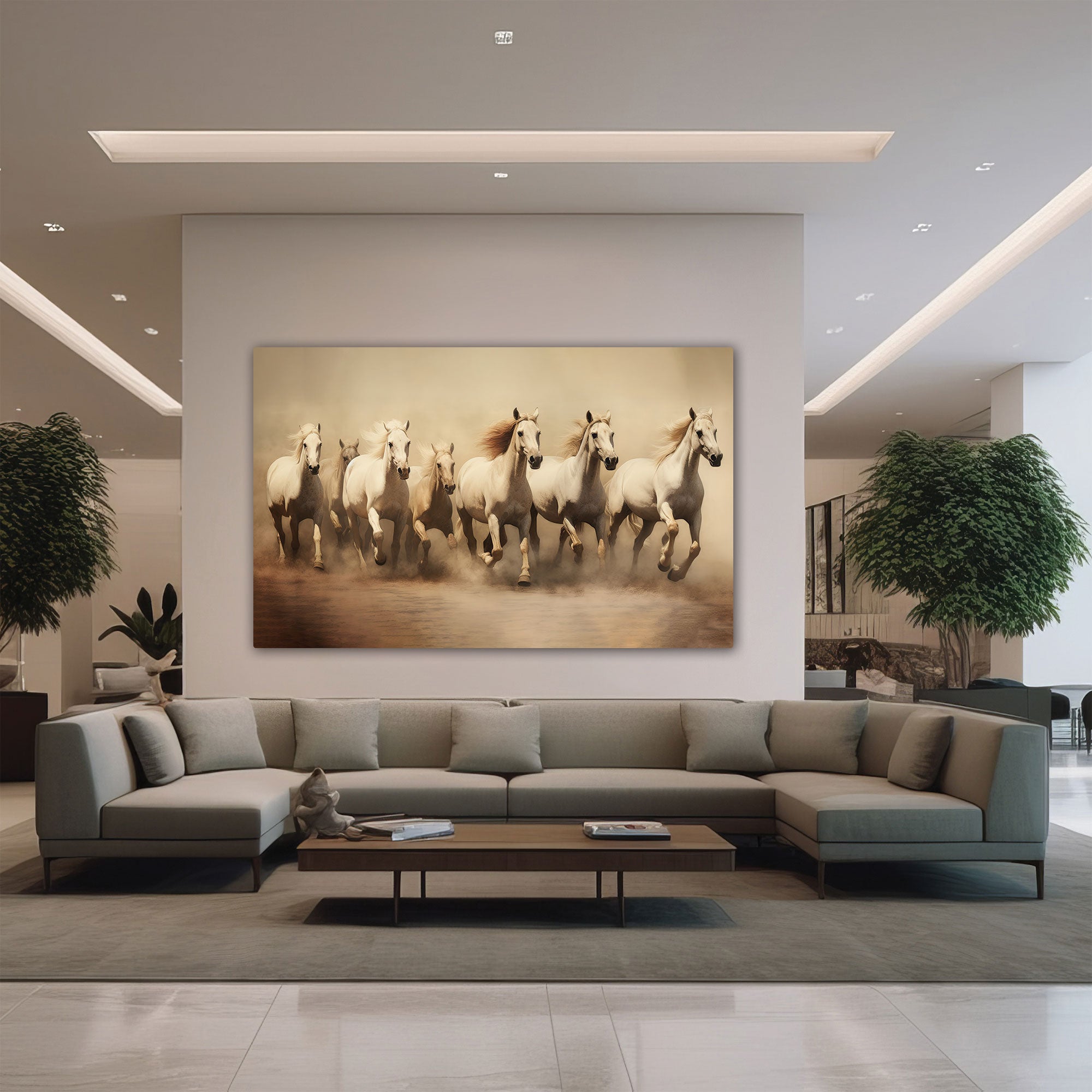 Vaastu running horses Canvas painting Big Size Wall Art for living room,Bedroom,Drawing room,Hotels