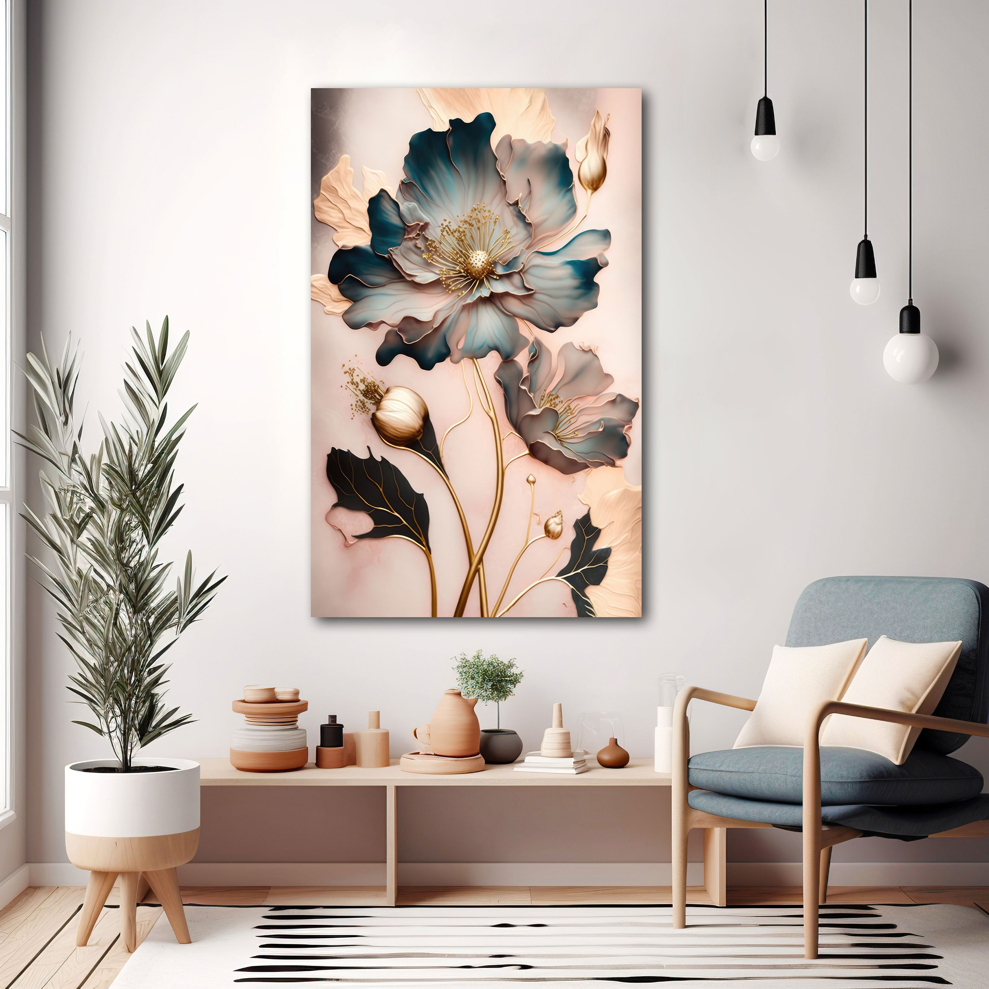 FlowerAbstract colour Canvas painting with frame Big Size Wall Art for living room,Bedroom,Drawing room,Hotels